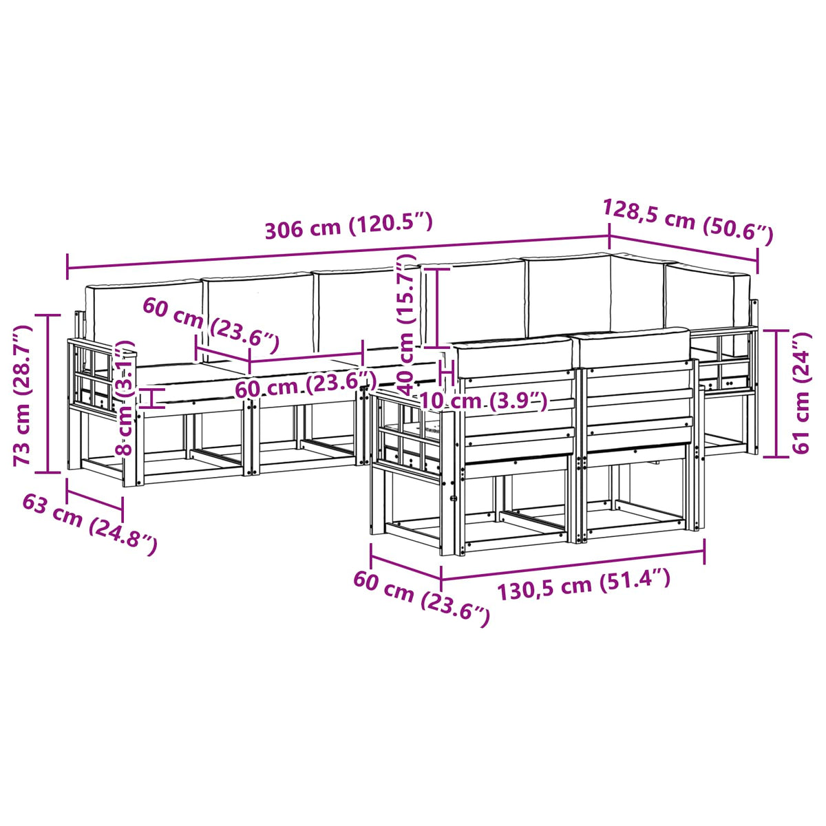 Set vanjskih sofa 8 kom. Bijela i svjetlosiva