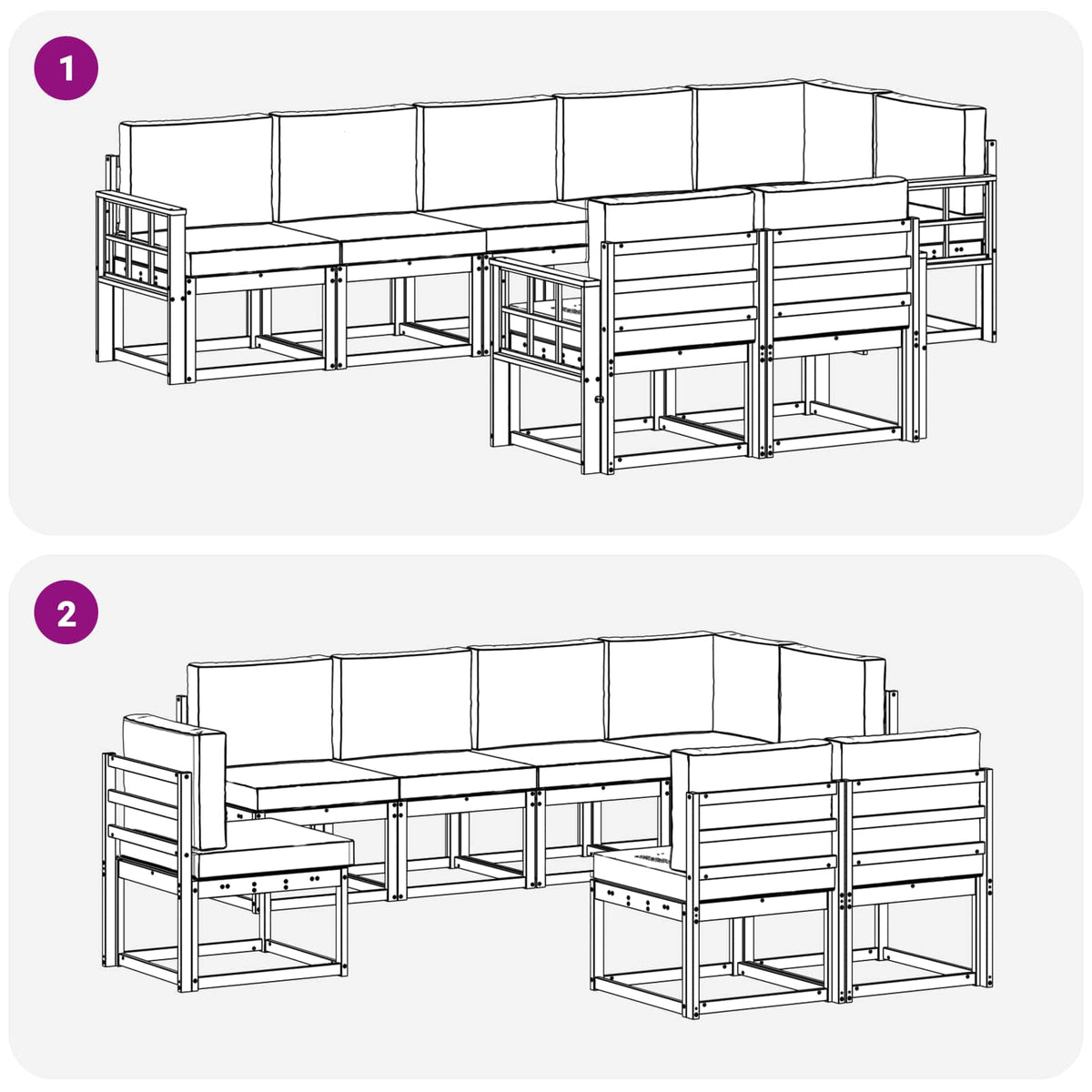 Set vanjskih sofa 8 kom. Bijela i svjetlosiva