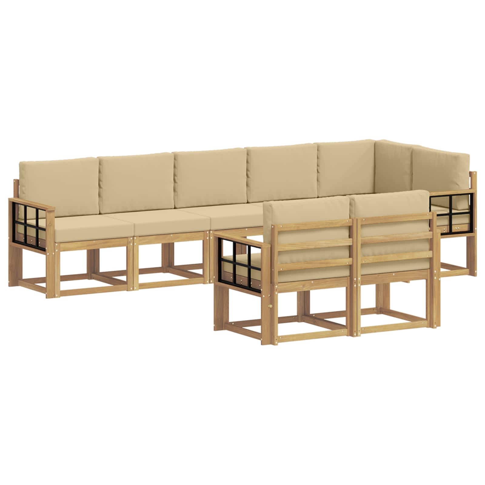 Set vanjskih sofa s jastukom 8 pcs Bijela i bež Poliester