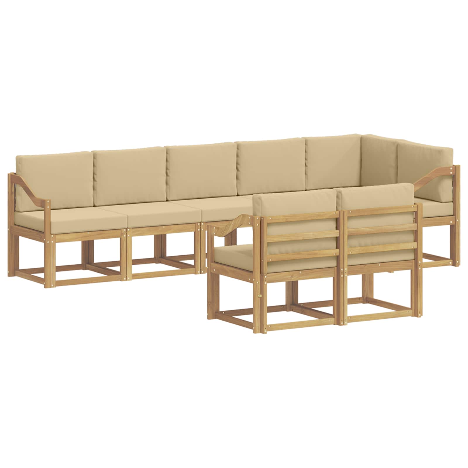 Set vanjskih sofa s jastukom 8 pcs Bijela i bež Poliester