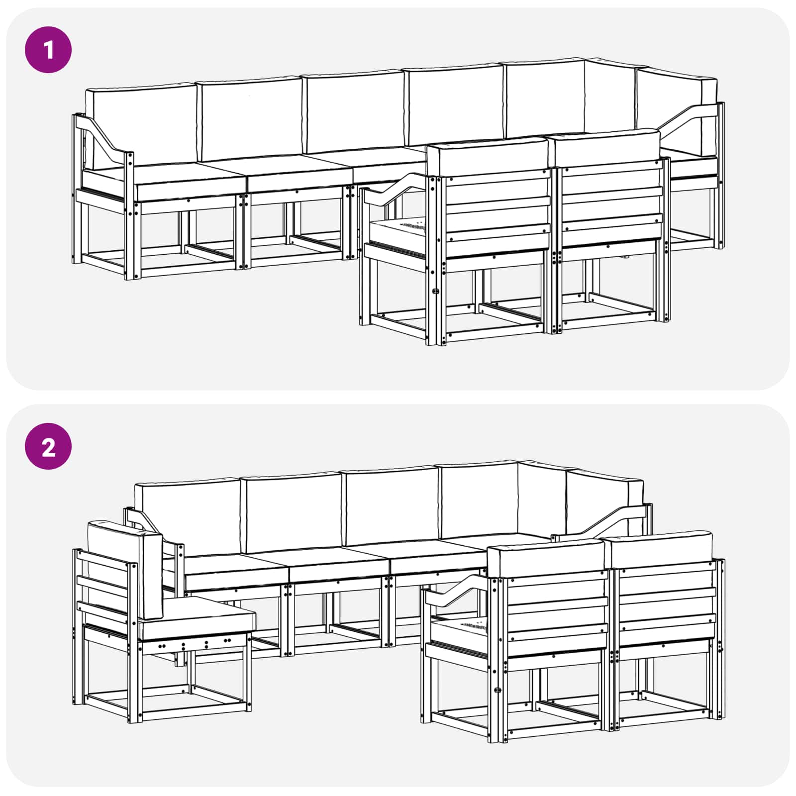 Set vanjskih sofa s jastukom 8 pcs Bijela i bež Poliester