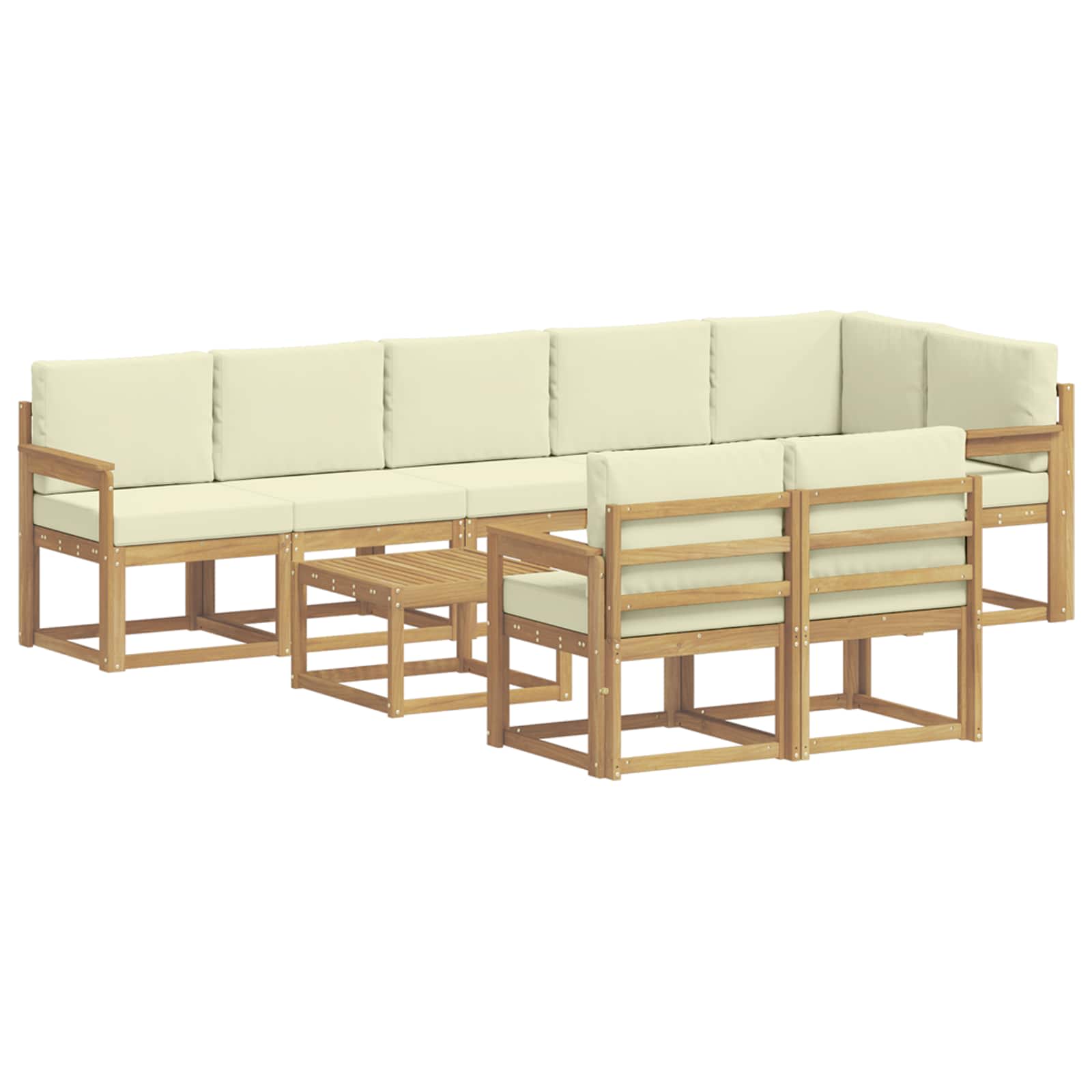 Set vanjskih sofa s jastukom 9 pcs Bijela i krem Poliester