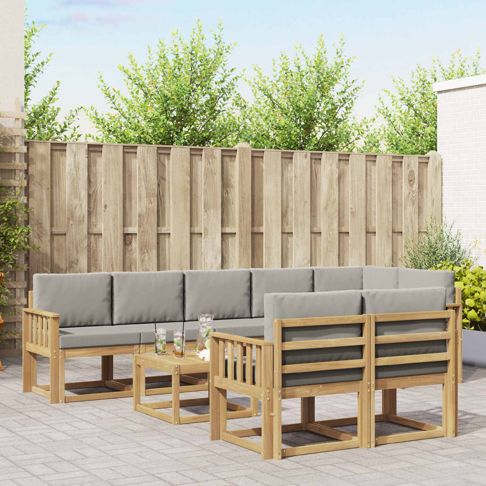 Set vanjskih sofa 9 kom. Bijela i svjetlosiva