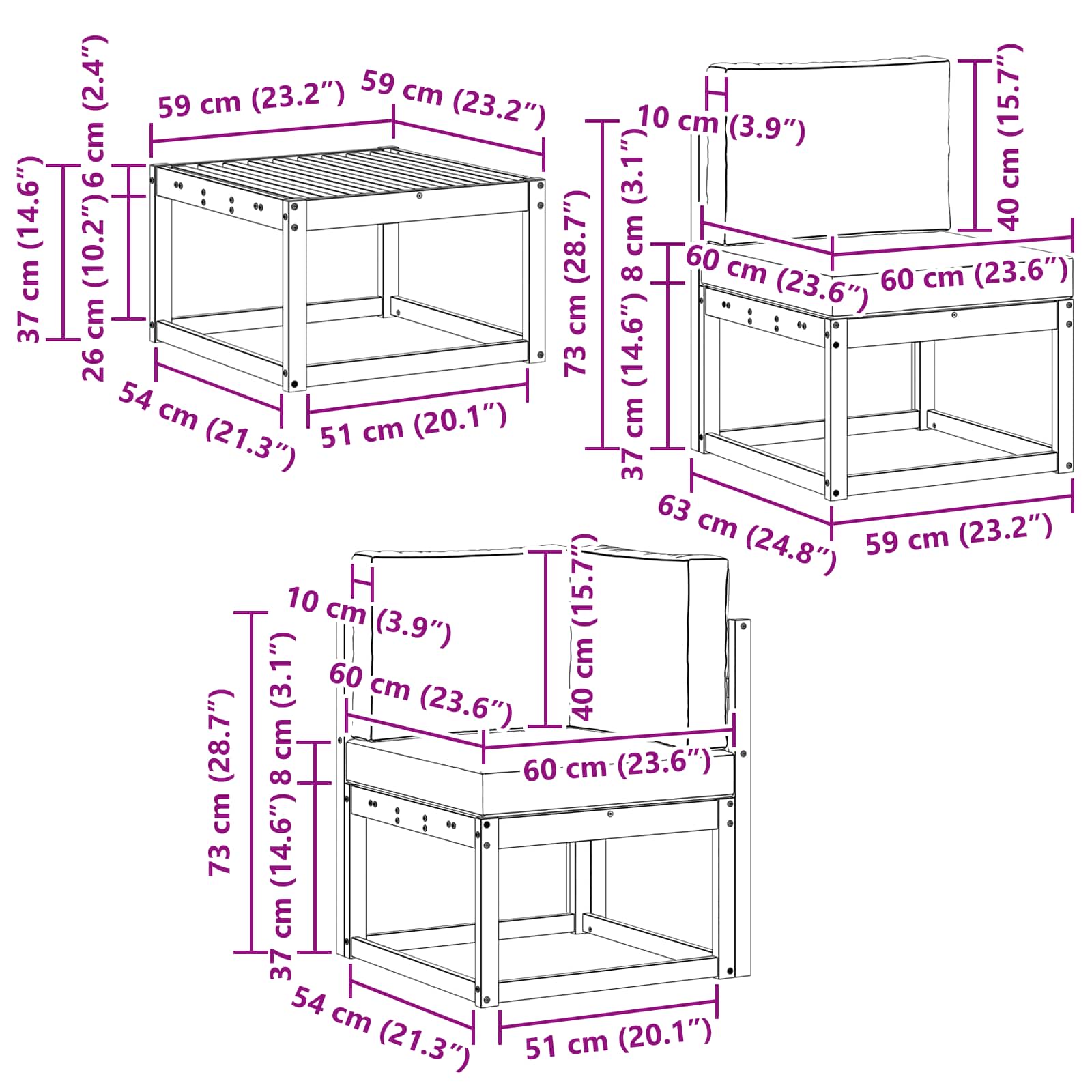 Set vanjskih sofa s jastukom 9 pcs Bijela i antracit Poliester