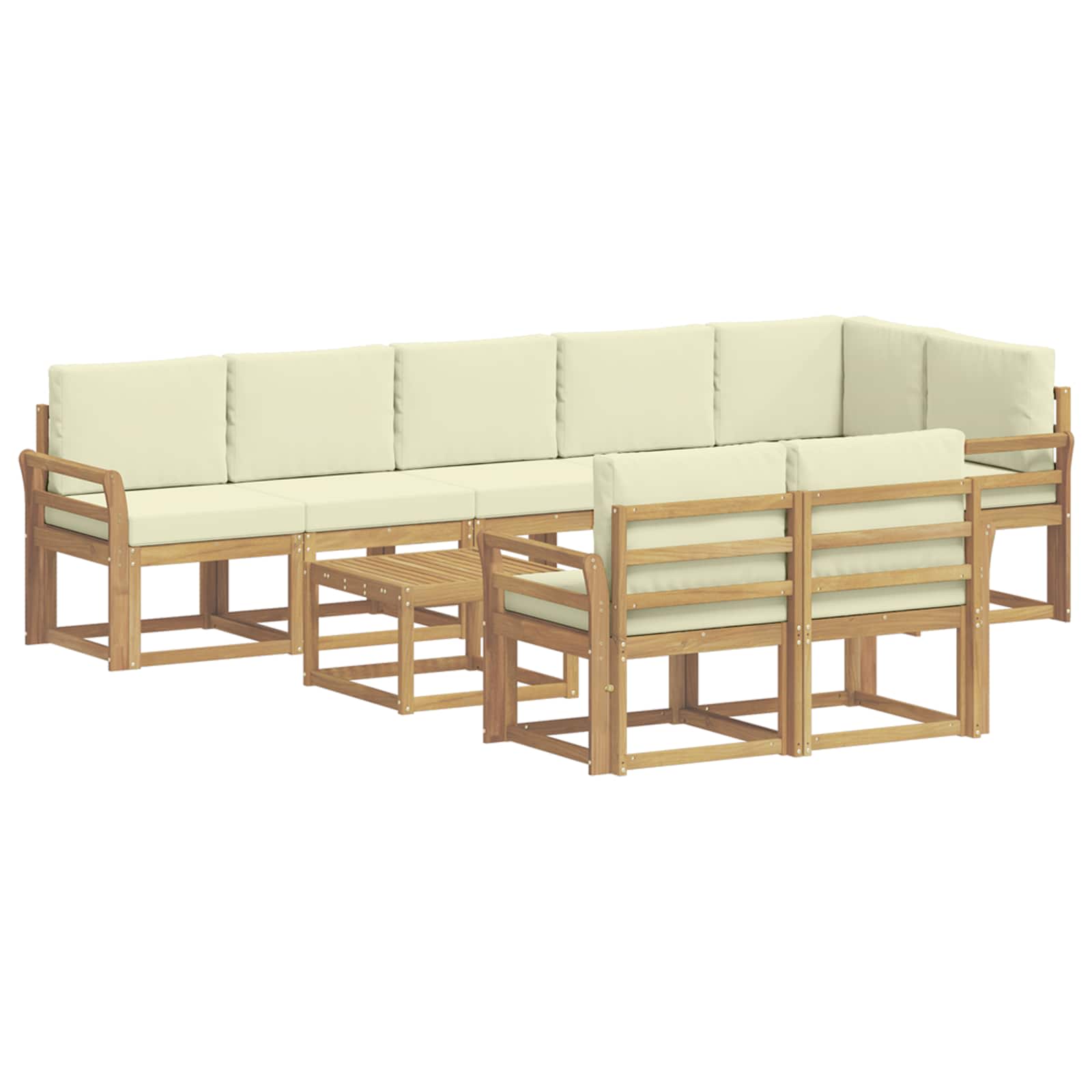 Set vanjskih sofa s jastukom 9 pcs Bijela i krem Poliester