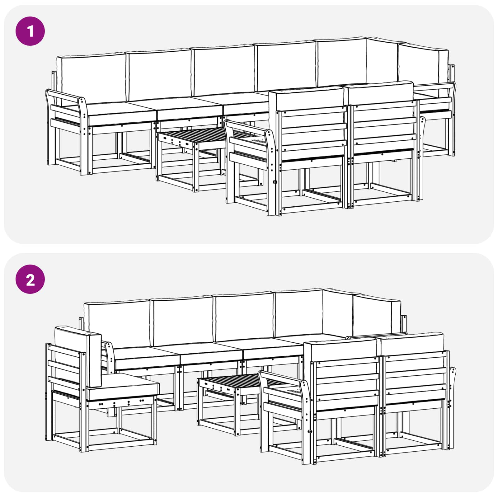 Set vanjskih sofa s jastukom 9 pcs Bijela i antracit Poliester