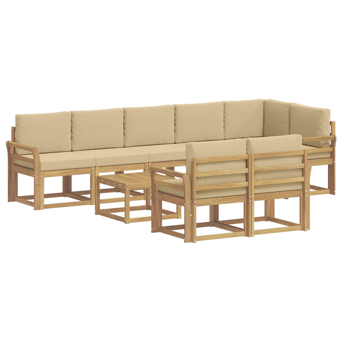 Set vanjskih sofa 9 kom. Bijela i bež Poliester