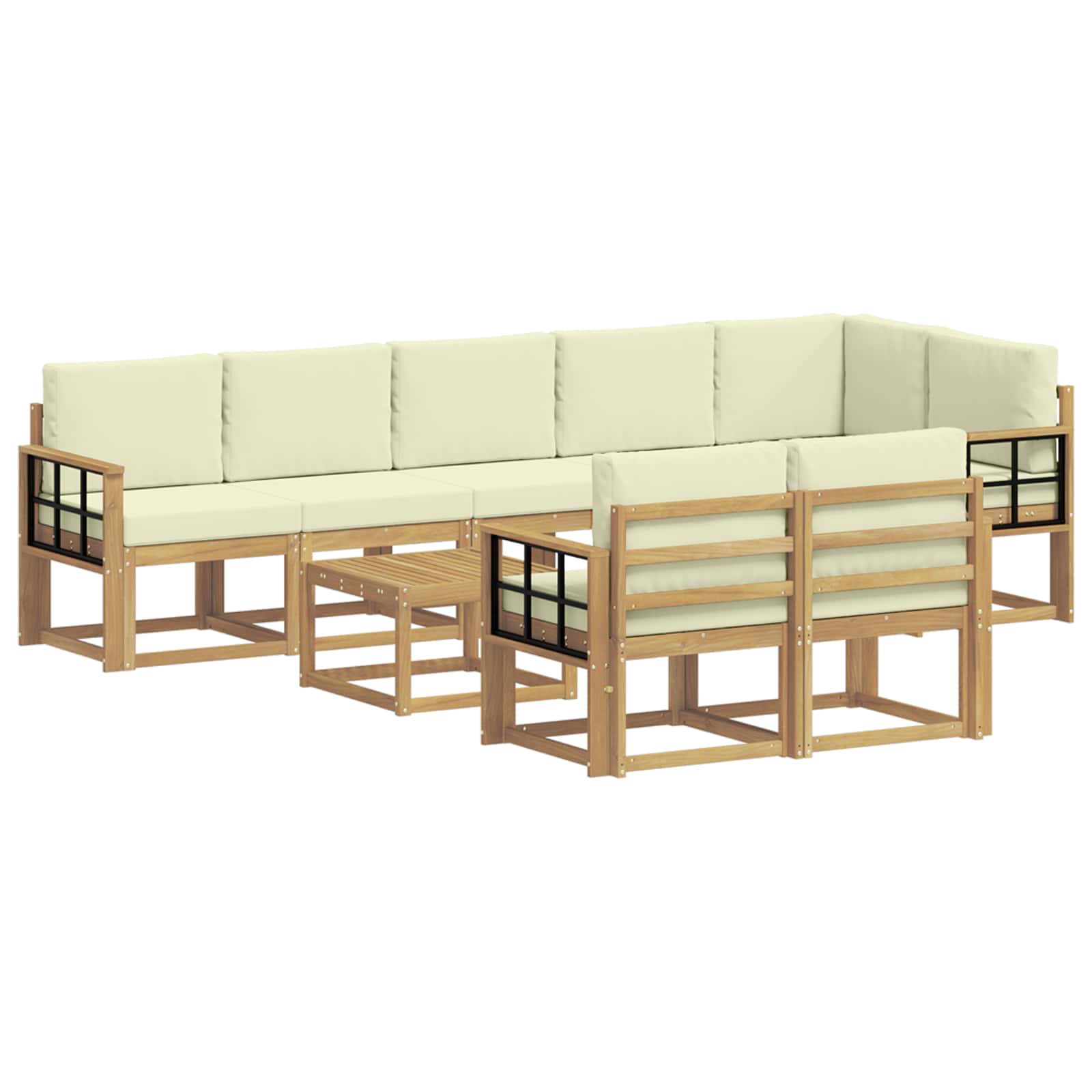 Set vanjskih sofa s jastukom 9 pcs Bijela i krem Poliester