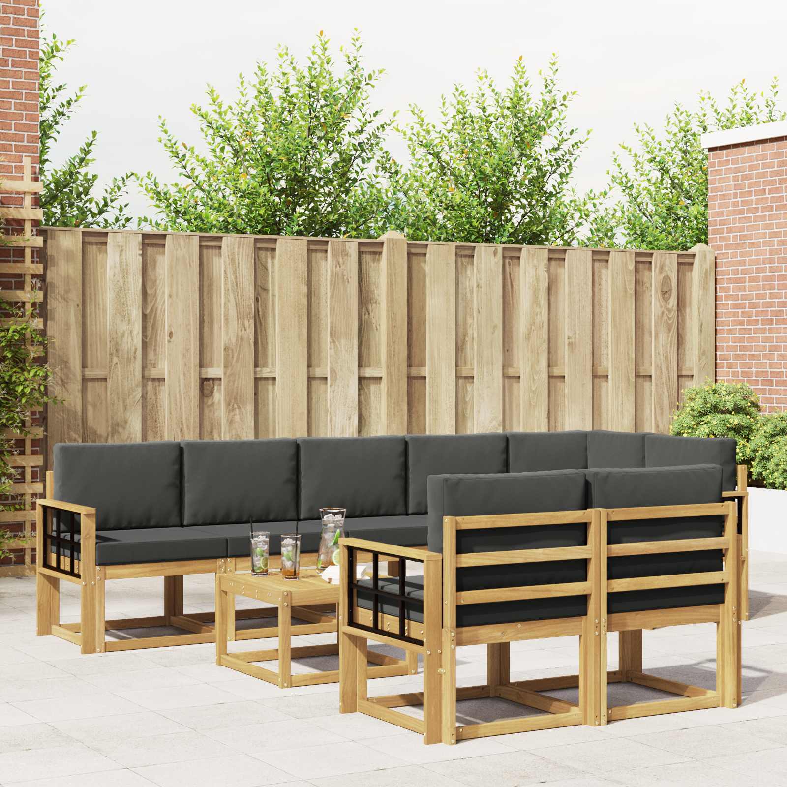 Set vanjskih sofa s jastukom 9 pcs Bijela i antracit Poliester