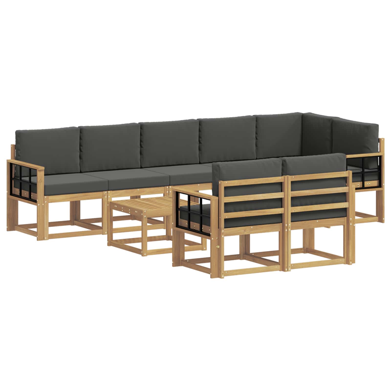 Set vanjskih sofa s jastukom 9 pcs Bijela i antracit Poliester