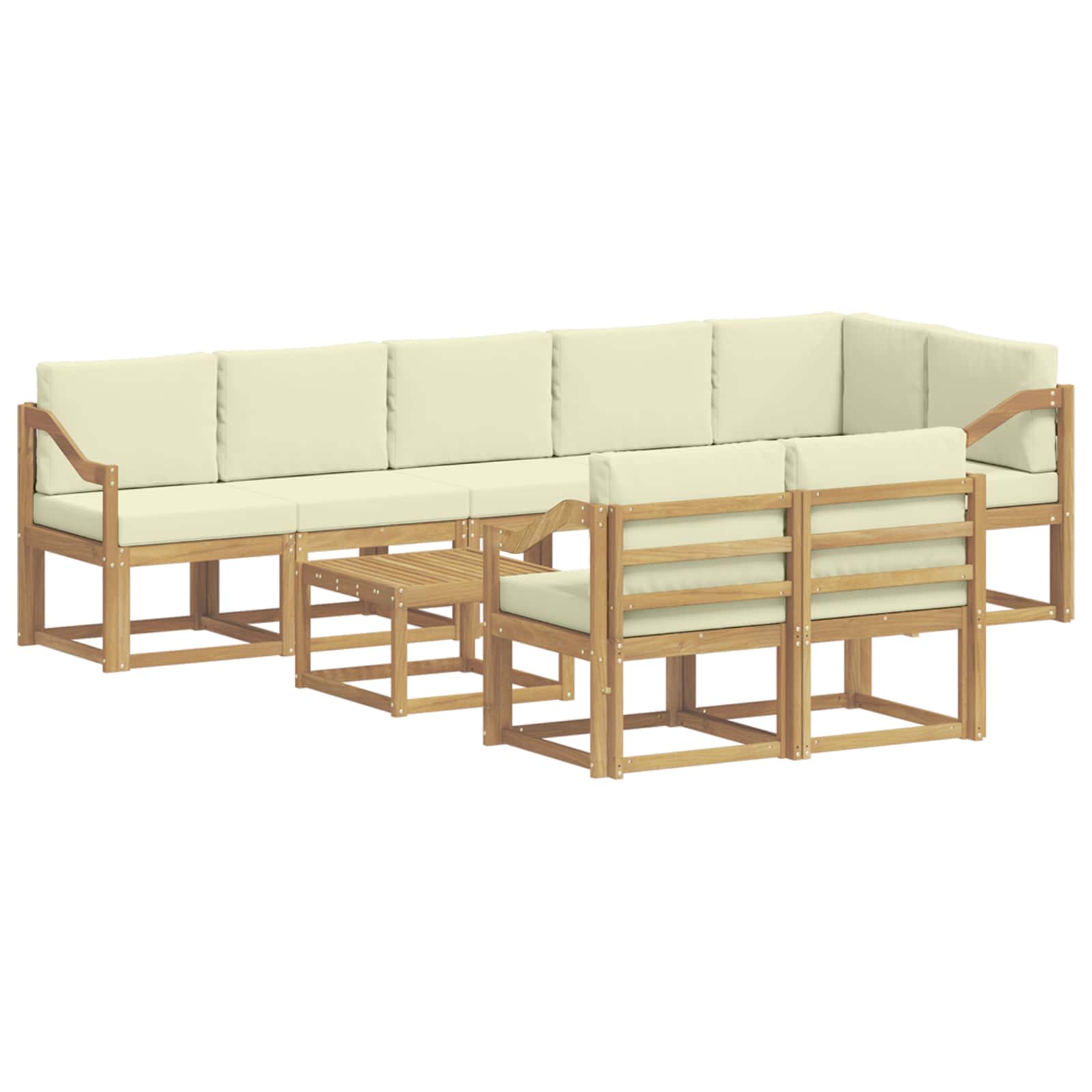 Set vanjskih sofa s jastukom 9 pcs Bijela i krem Poliester