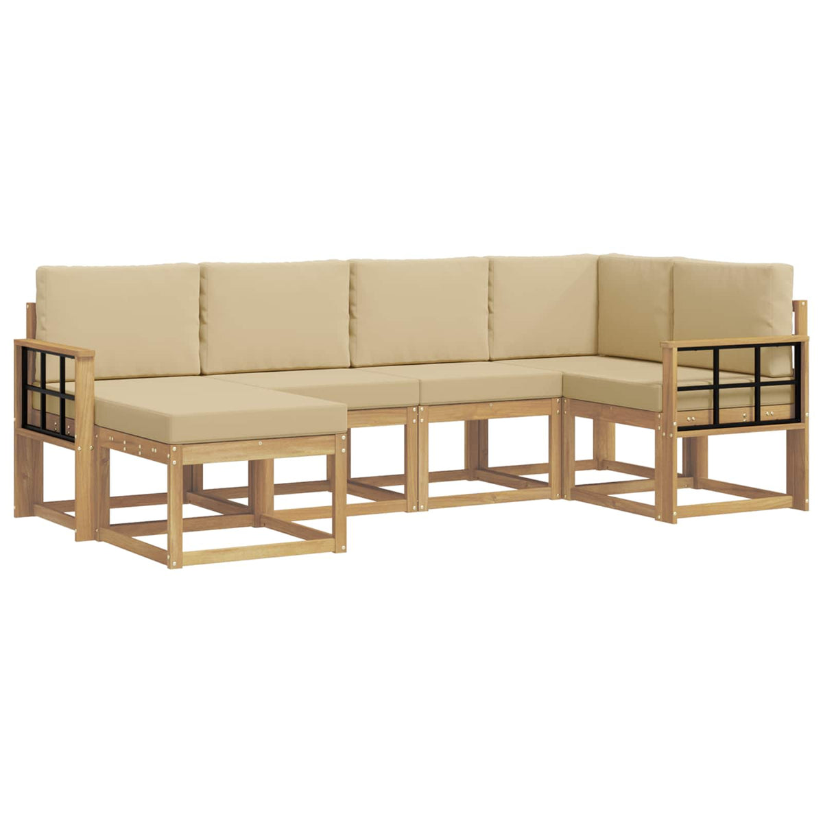 Set vanjskih sofa 6 kom. Bijela i bež Poliester