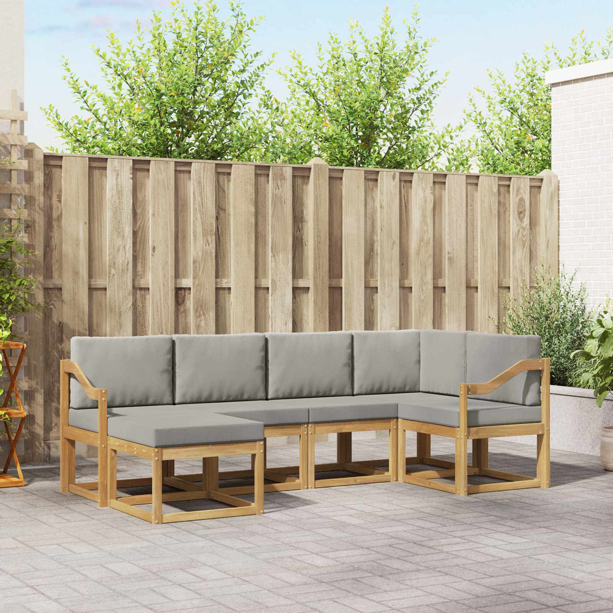 Set vanjskih sofa s jastukom 6 pcs Bijela i svjetlosiva