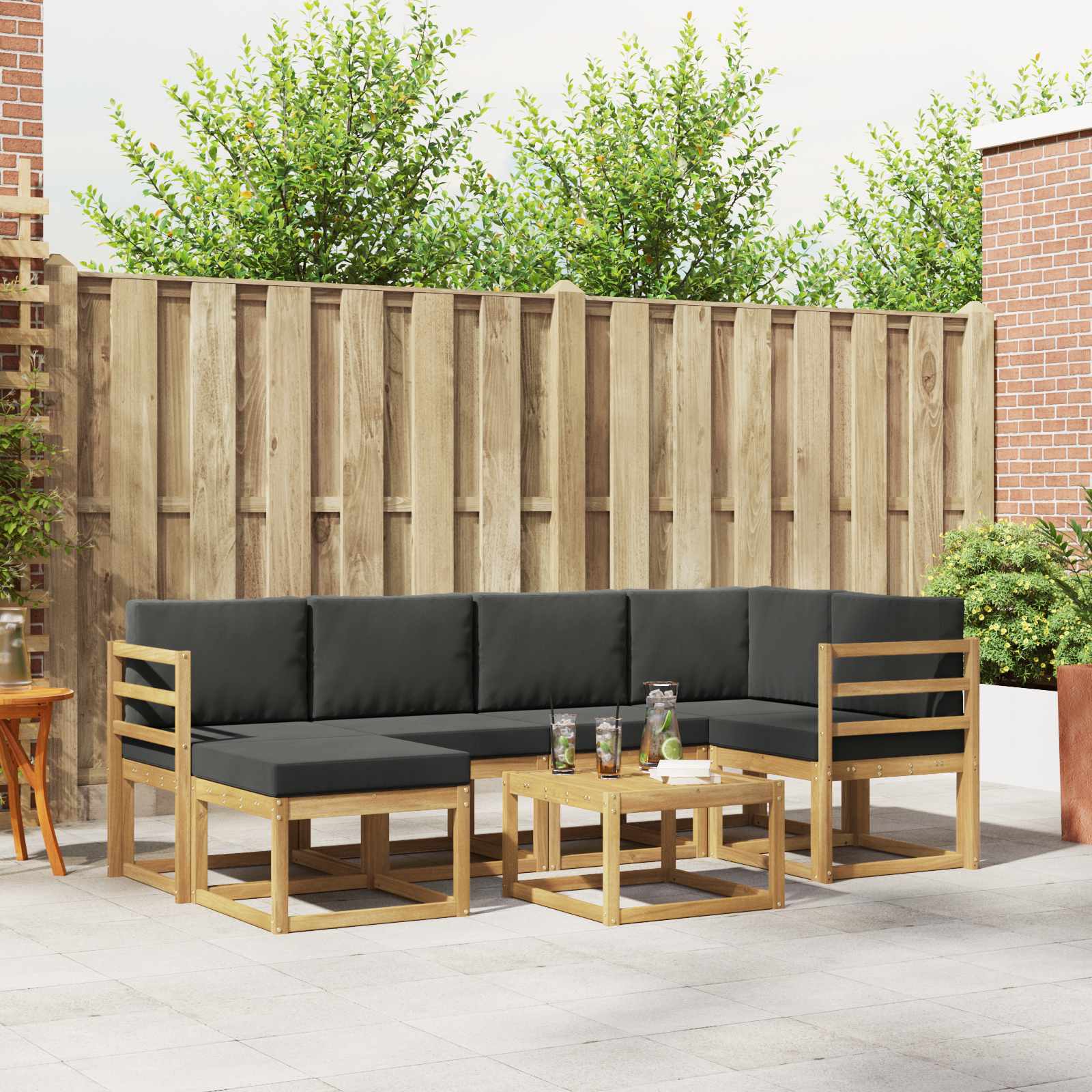 Set vanjskih sofa 7 pcs Bijela i antracit Čvrsto drvo akacije