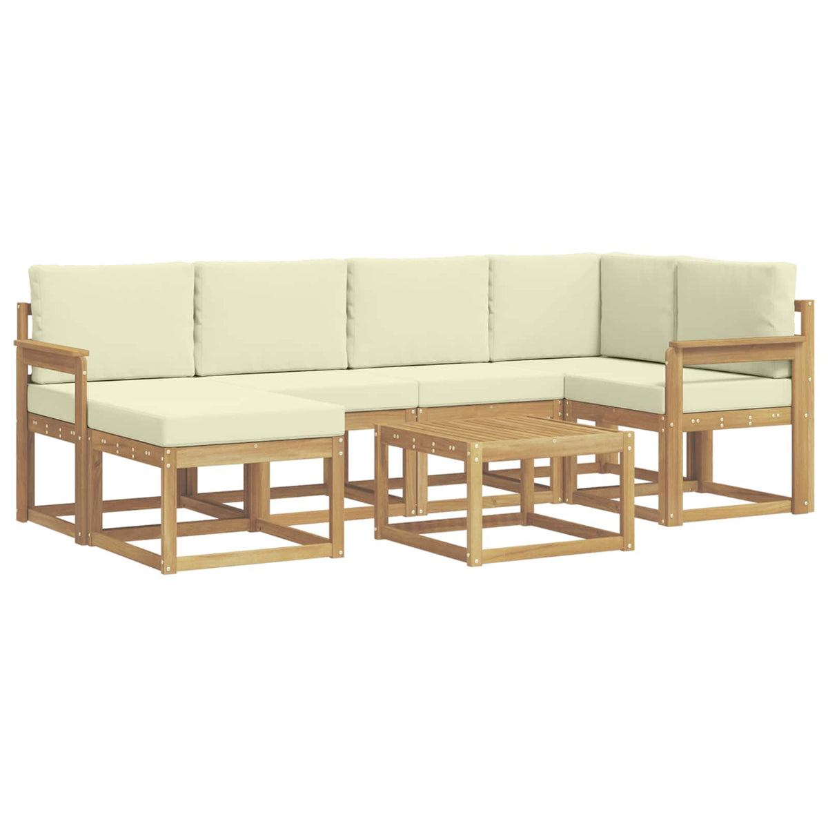 Set vanjskih sofa 7 pcs Bijela i krem Čvrsto drvo akacije