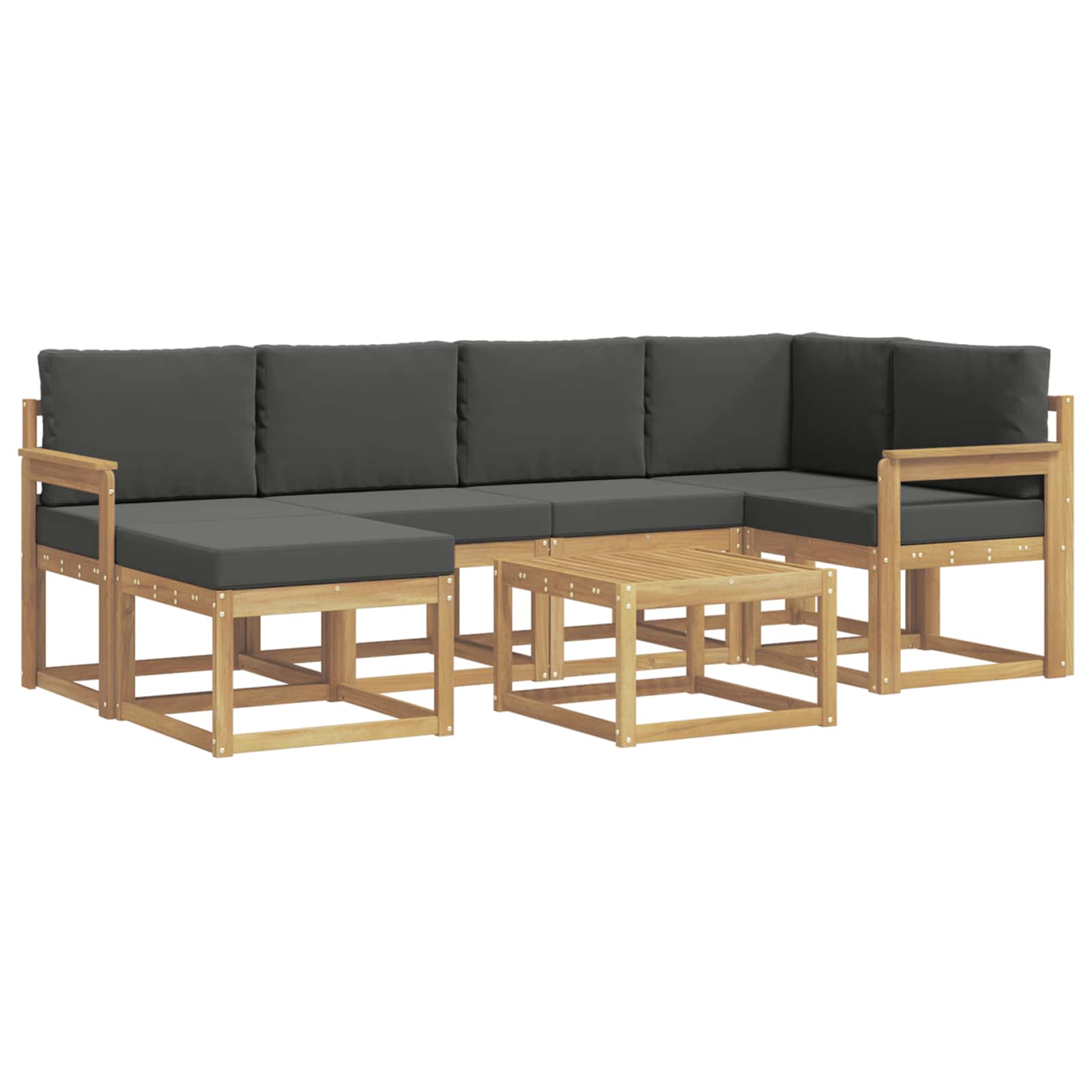 Set vanjskih sofa 7 pcs Bijela i antracit Čvrsto drvo akacije
