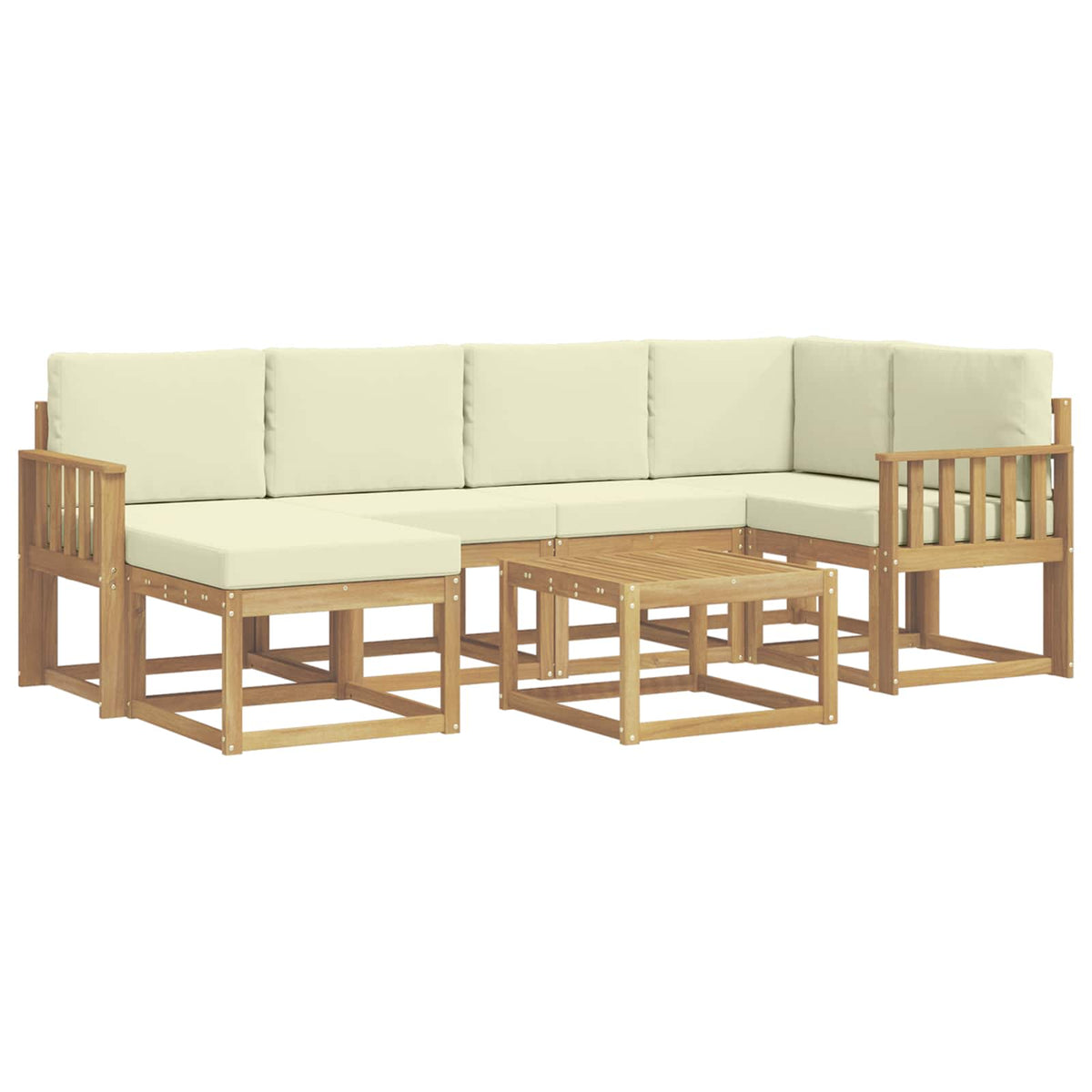 Set vanjskih sofa 7 pcs Bijela i krem Čvrsto drvo akacije