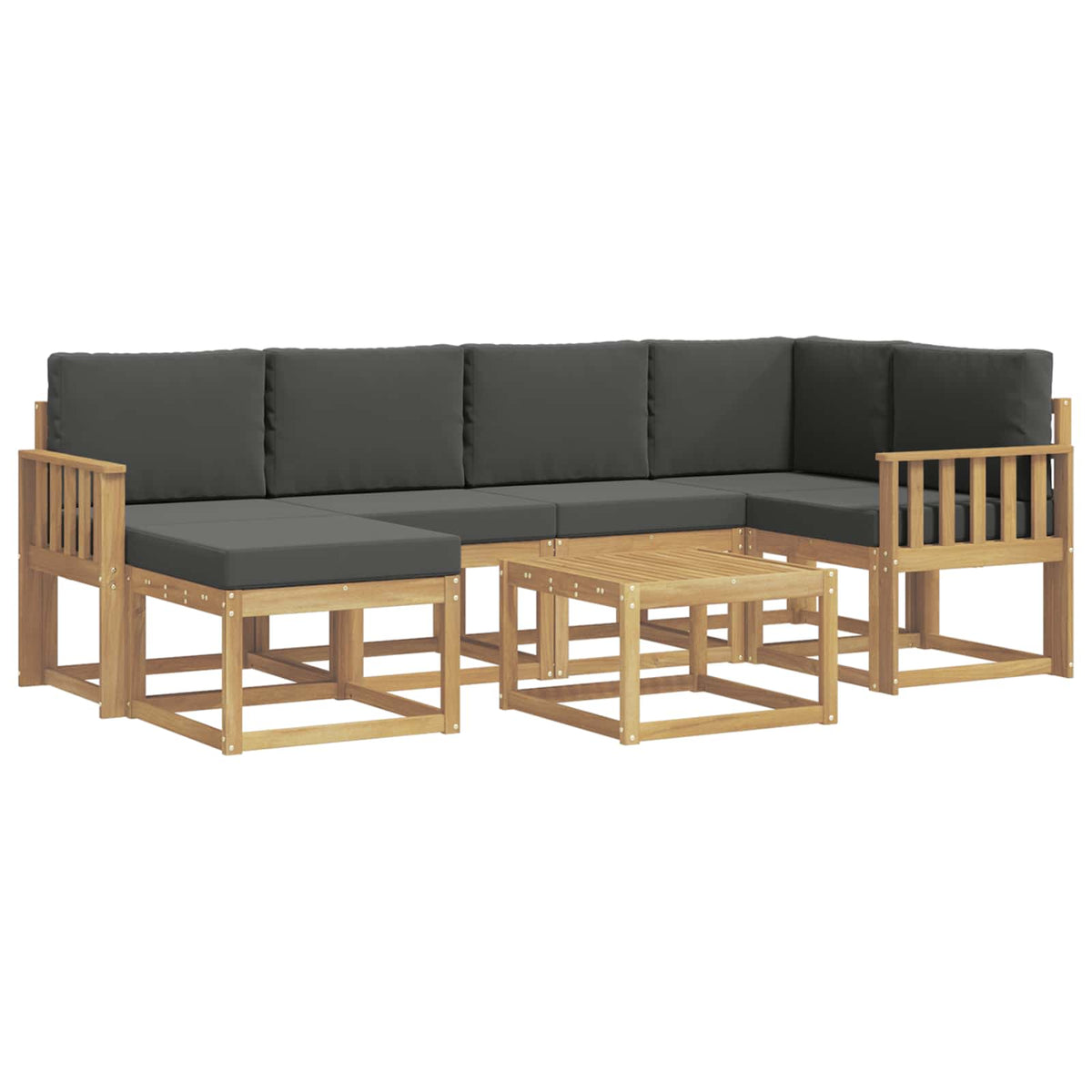 Set vanjskih sofa 7 pcs Bijela i antracit Čvrsto drvo akacije