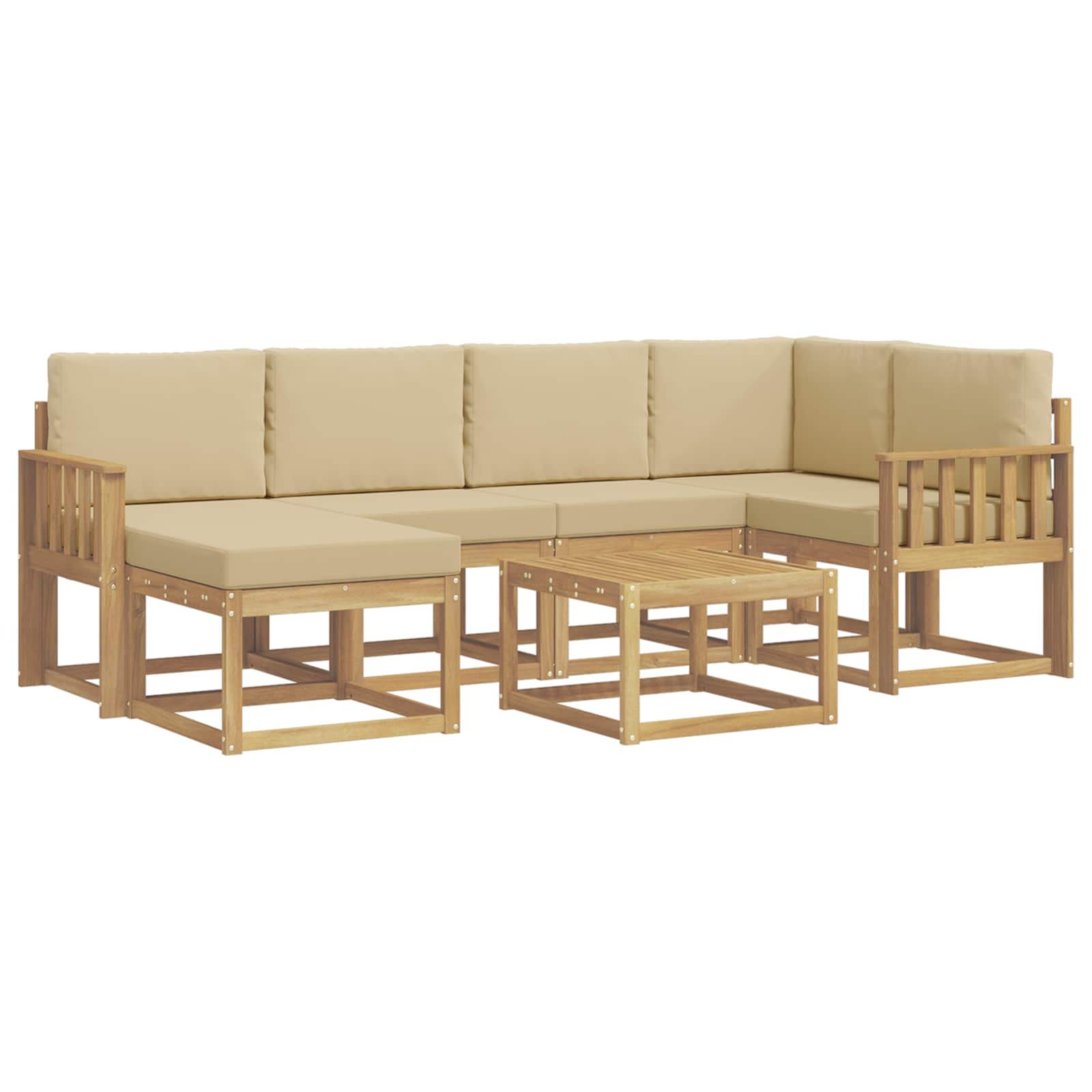 Set vanjskih sofa 7 pcs Bijela i bež Čvrsto drvo akacije