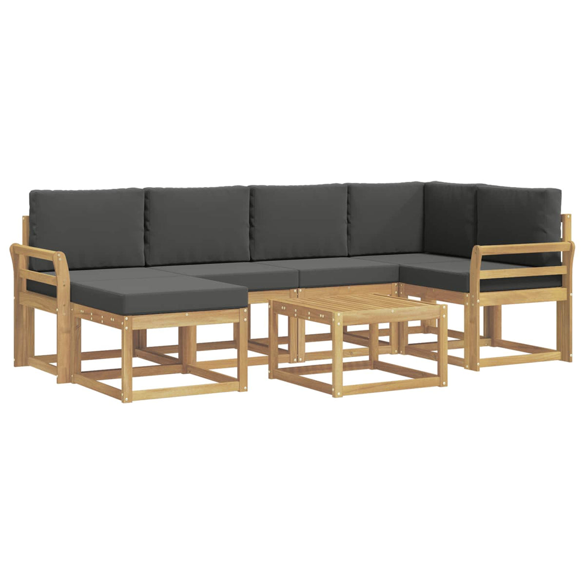 Set vanjskih sofa 7 pcs Bijela i antracit Čvrsto drvo akacije