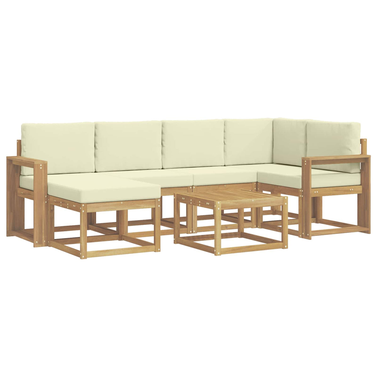 Set vanjskih sofa 7 kom. Bijela i krem Čvrsto drvo akacije