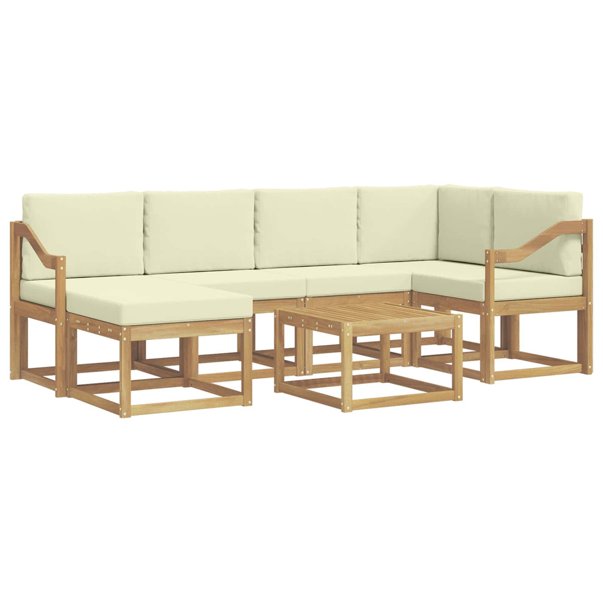 Set vanjskih sofa 7 kom. Bijela i krem Čvrsto drvo akacije