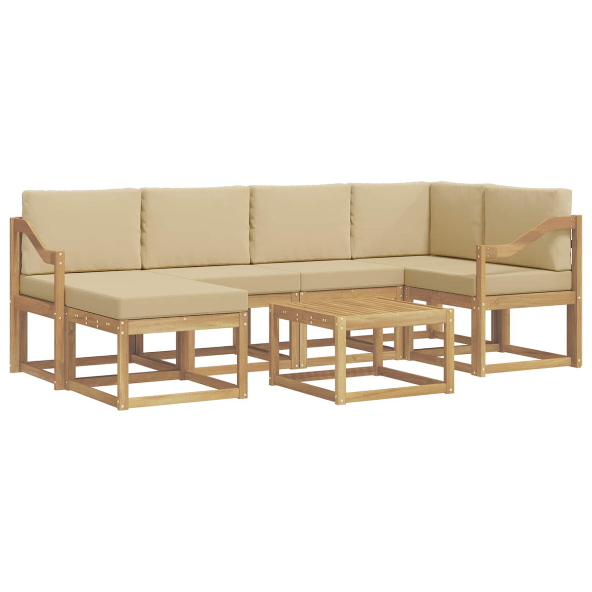 Set vanjskih sofa 7 pcs Bijela i bež Čvrsto drvo akacije