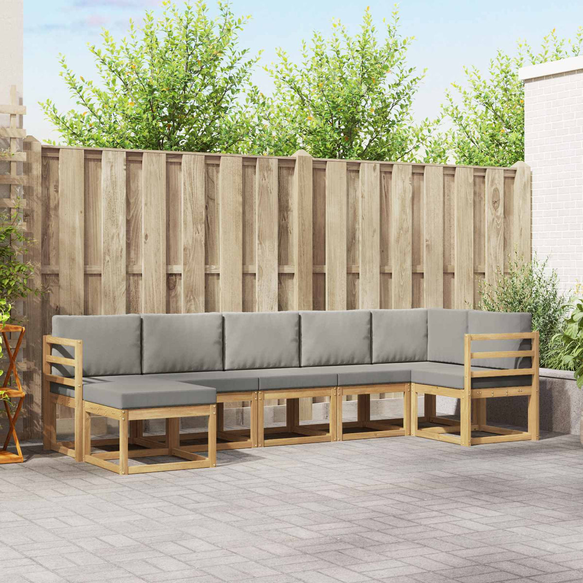 Set vanjskih sofa s jastukom 7 pcs Bijela i svjetlosiva