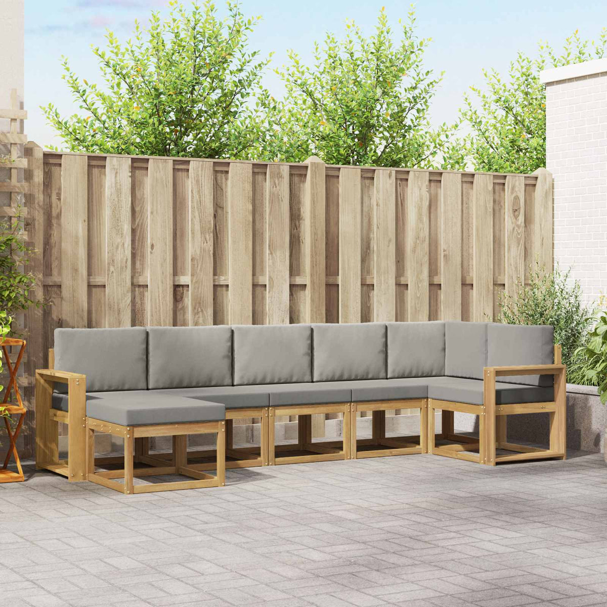 Set vanjskih sofa s jastukom 7 pcs Bijela i svjetlosiva