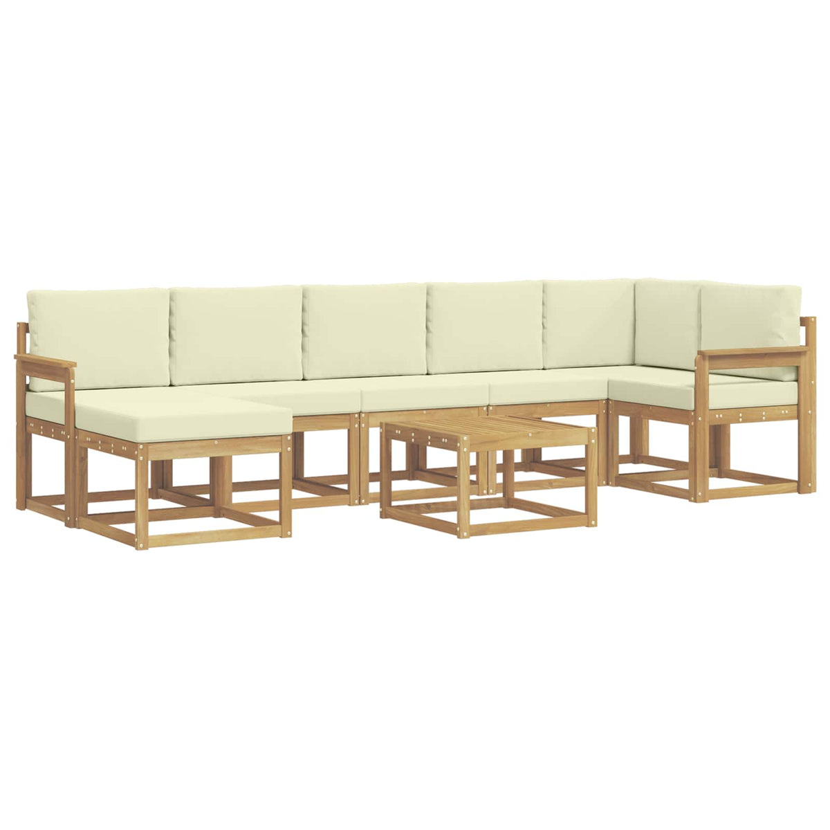 Set vanjskih sofa s jastukom 8 pcs Bijela i krem Poliester