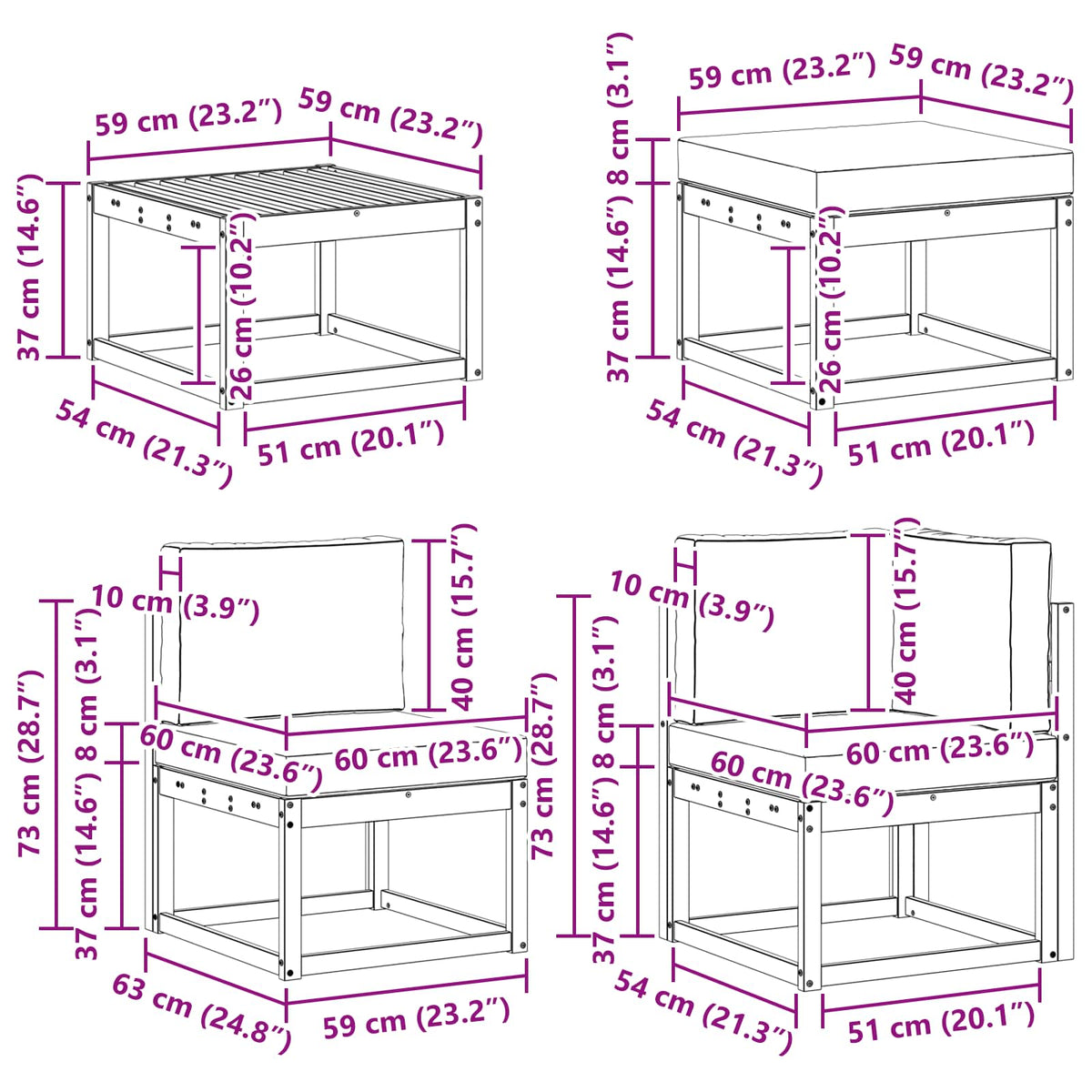 Set vanjskih sofa s jastukom 8 pcs Bijela i antracit Poliester