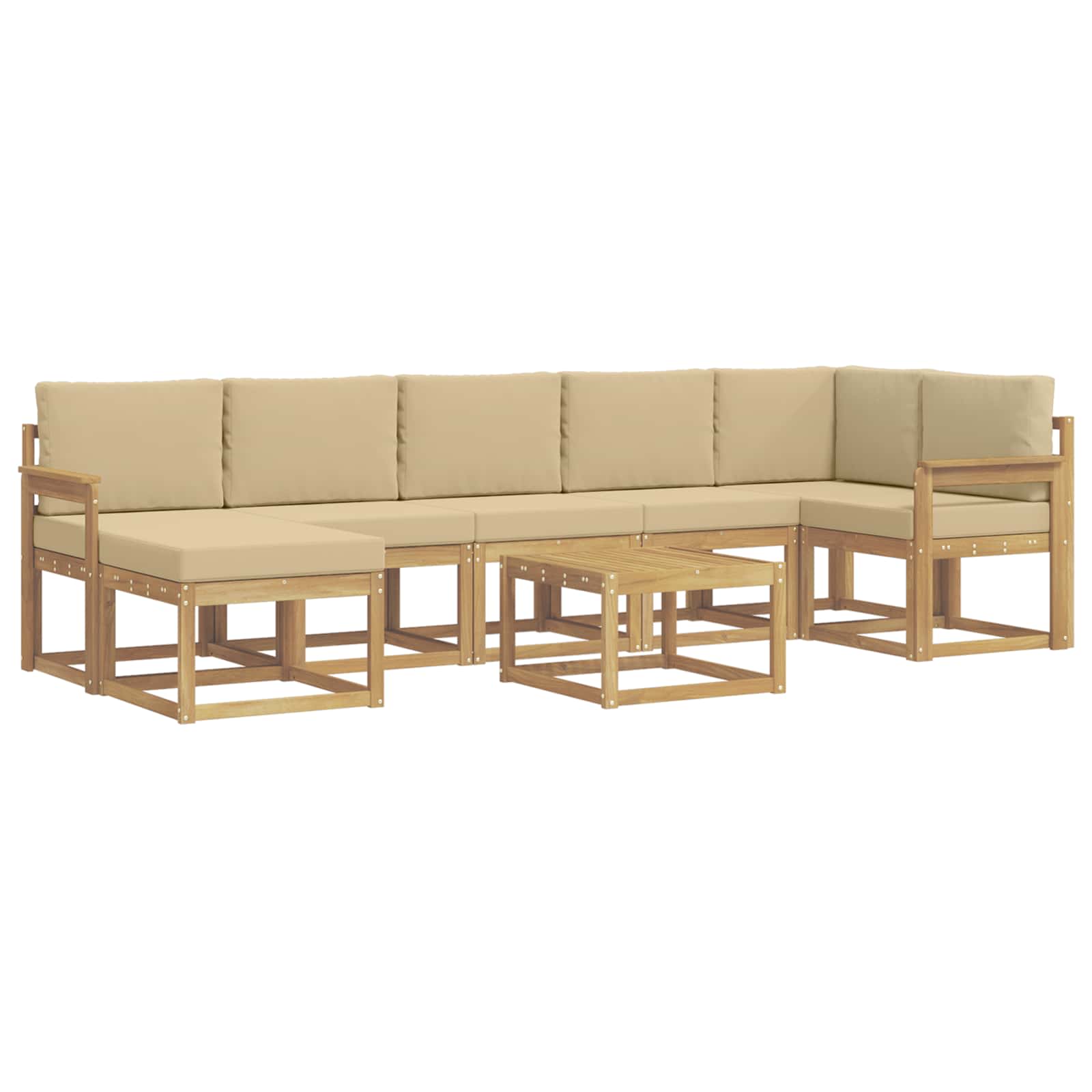 Set vanjskih sofa s jastukom 8 pcs Bijela i bež Poliester