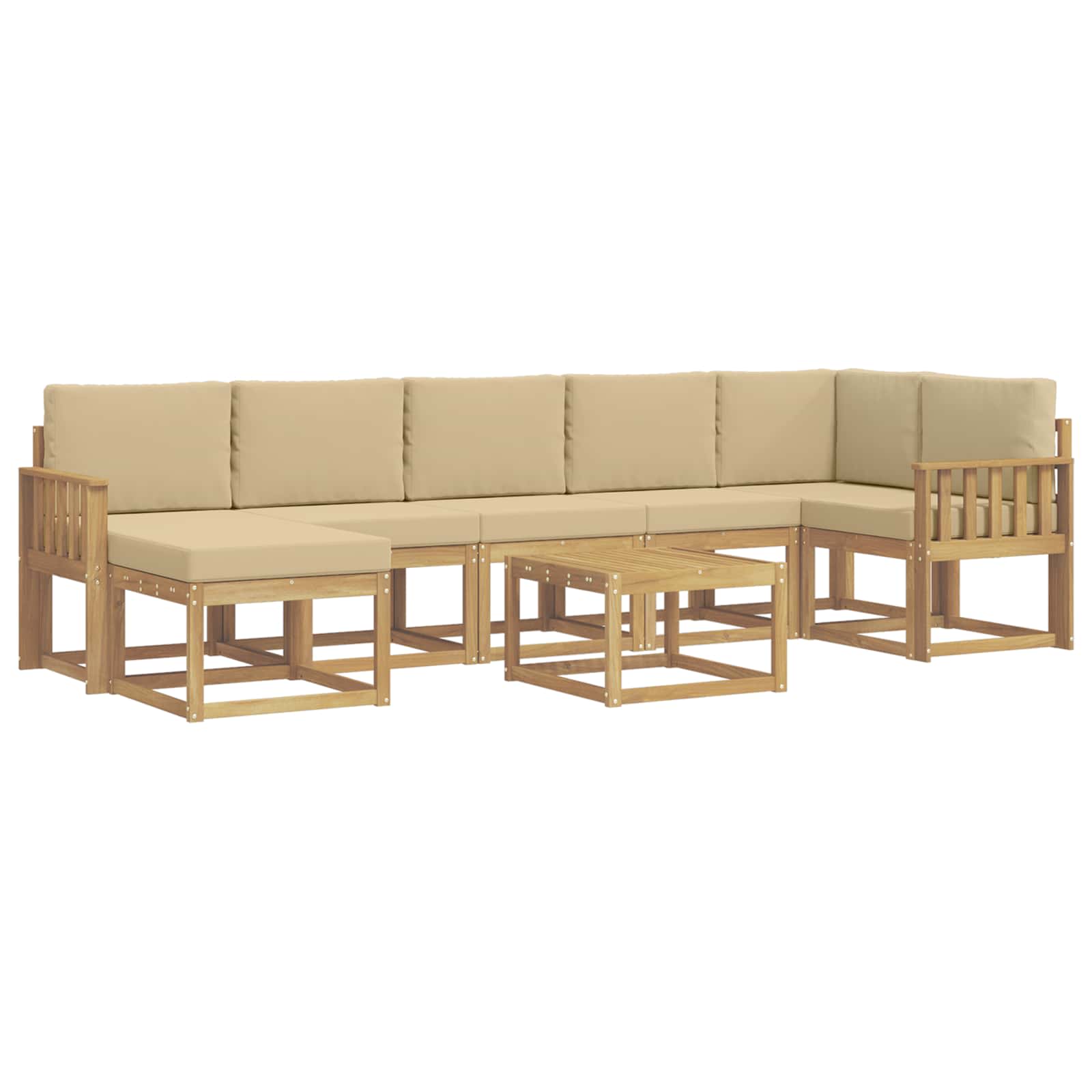 Set vanjskih sofa s jastukom 8 pcs Bijela i bež Poliester