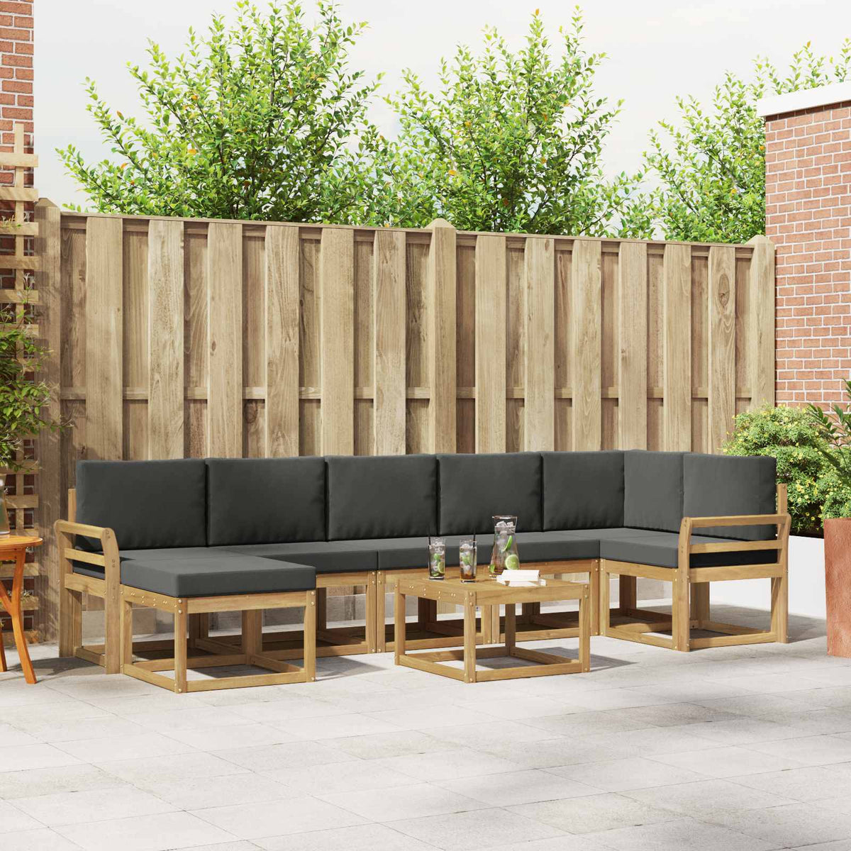Set vanjskih sofa s jastukom 8 pcs Prirodna i krem Poliester