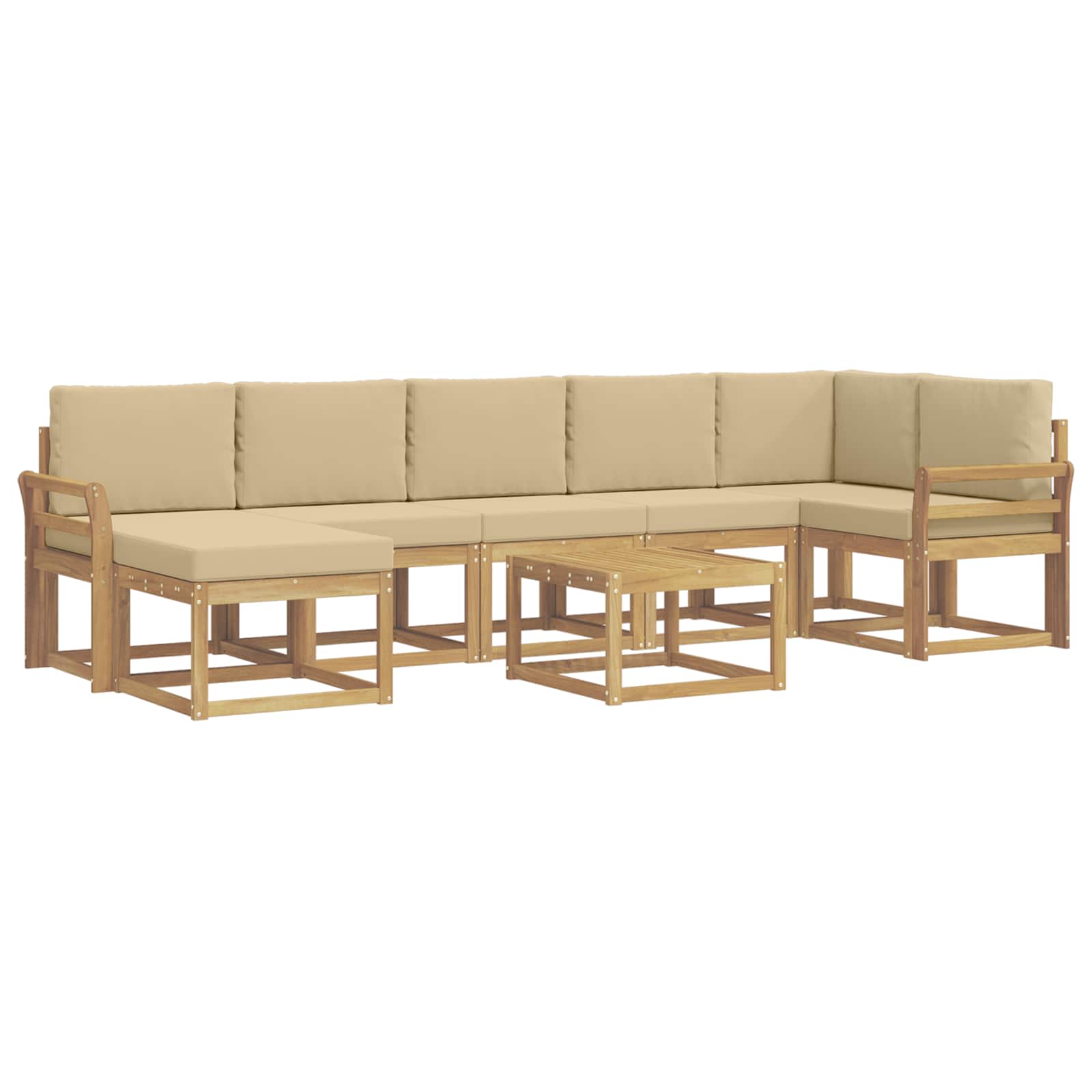 Set vanjskih sofa s jastukom 8 pcs Bijela i bež Poliester