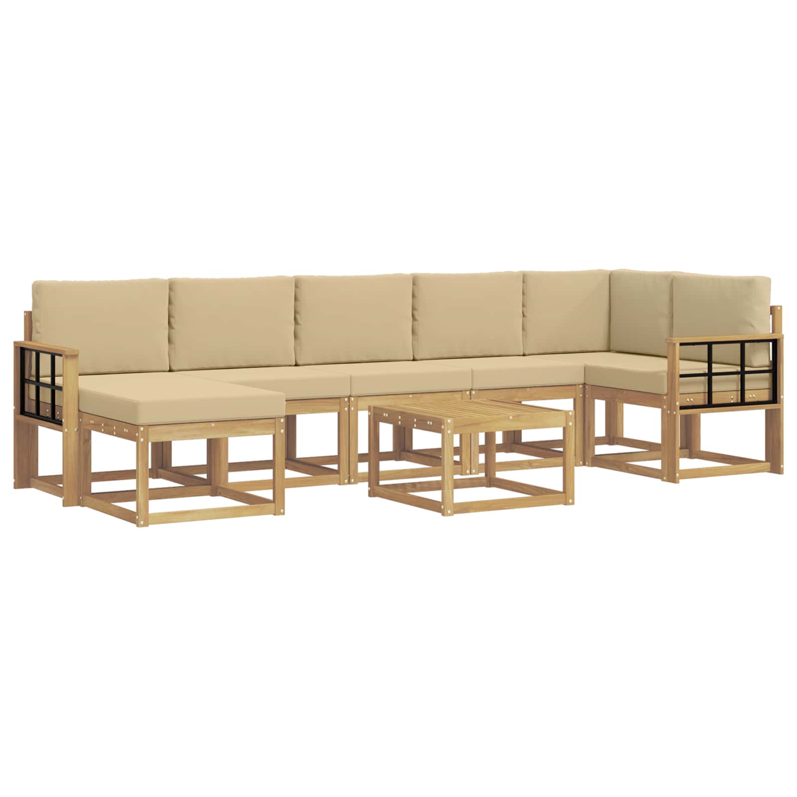 Set vanjskih sofa s jastukom 8 pcs Bijela i bež Poliester