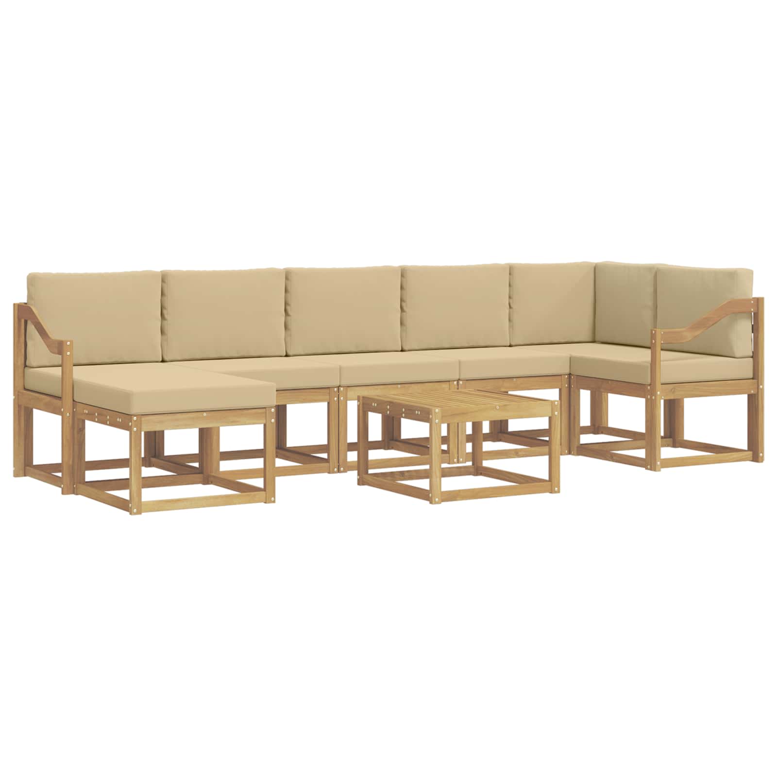 Set vanjskih sofa s jastukom 8 pcs Bijela i bež Poliester