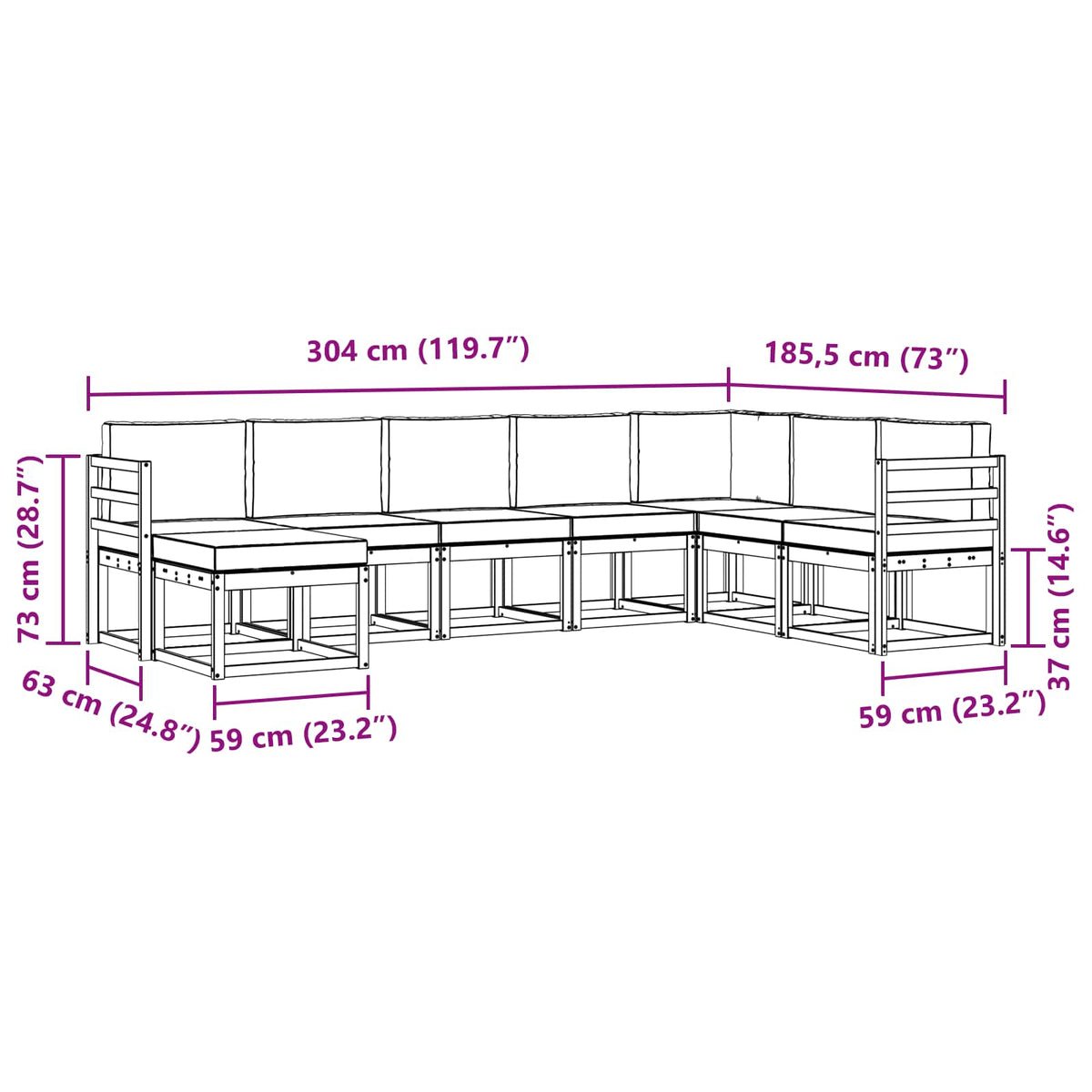 Set vanjskih sofa s jastukom 8 pcs Bijela i bež