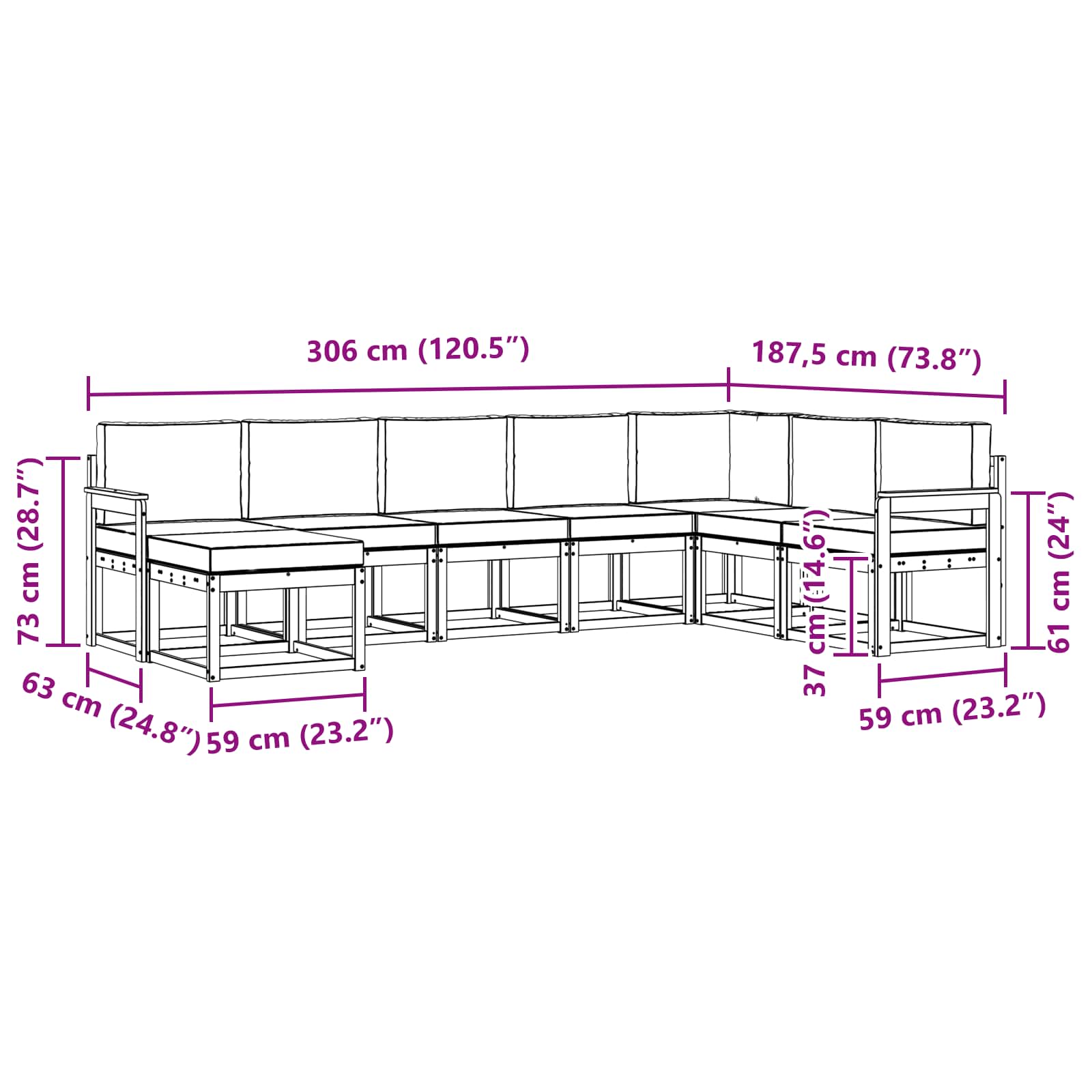 Set vanjskih sofa s jastukom 8 pcs Bijela i antracit