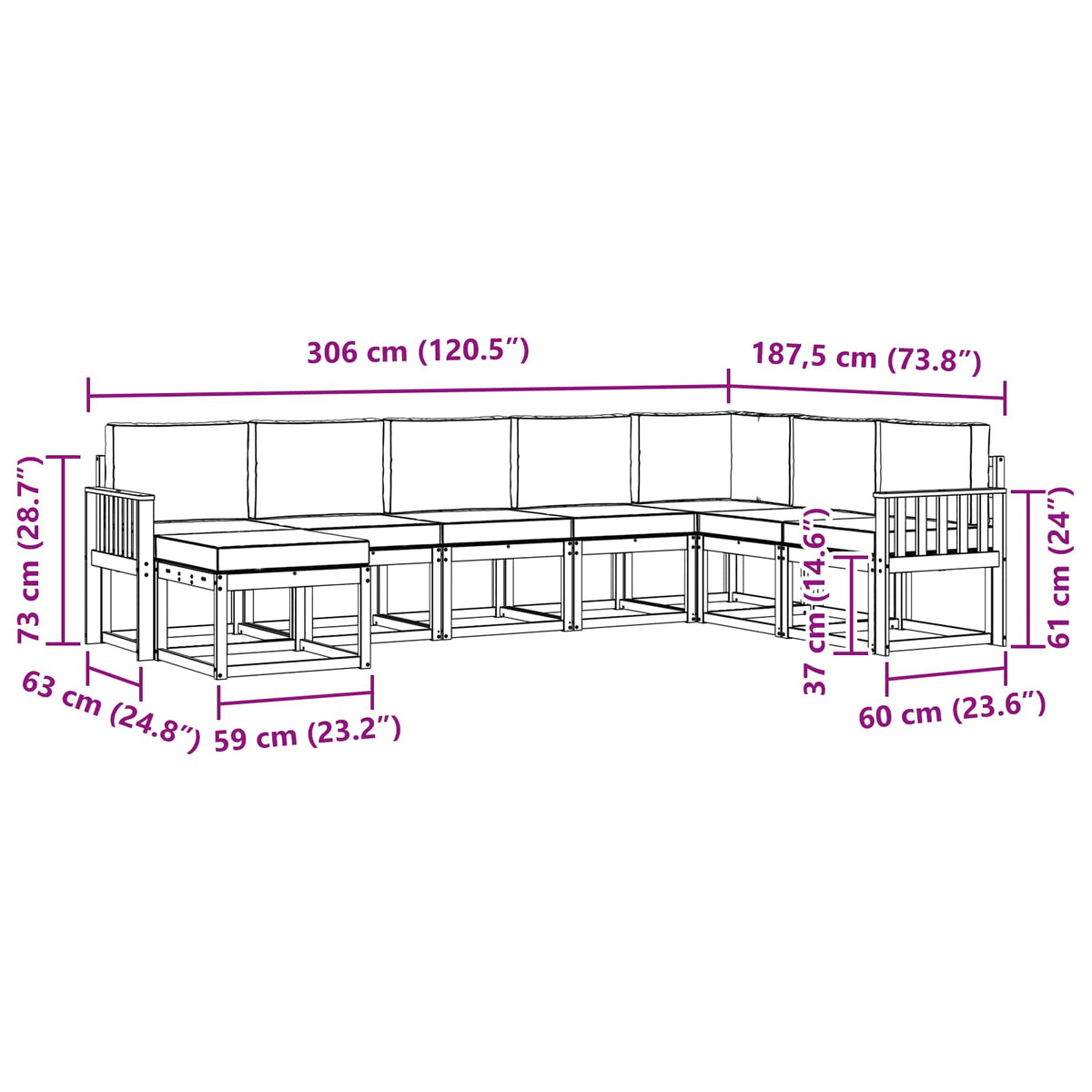 Set vanjskih sofa s jastukom 8 pcs Bijela i bež