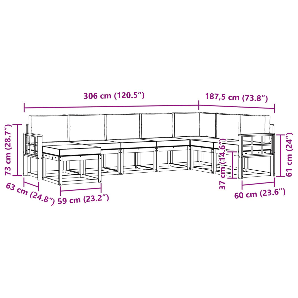 Set vanjskih sofa s jastukom 8 pcs Bijela i krem