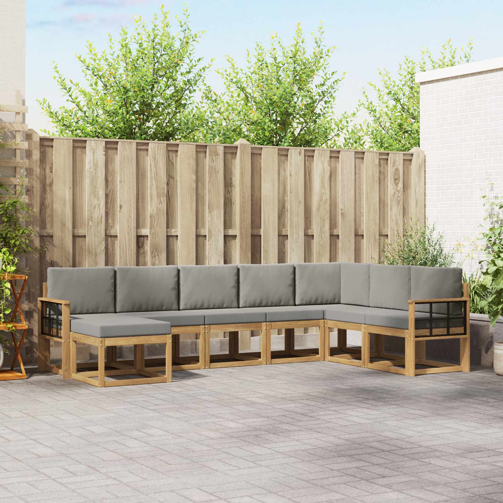 Set vanjskih sofa s jastukom 8 pcs Bijela i svjetlosiva