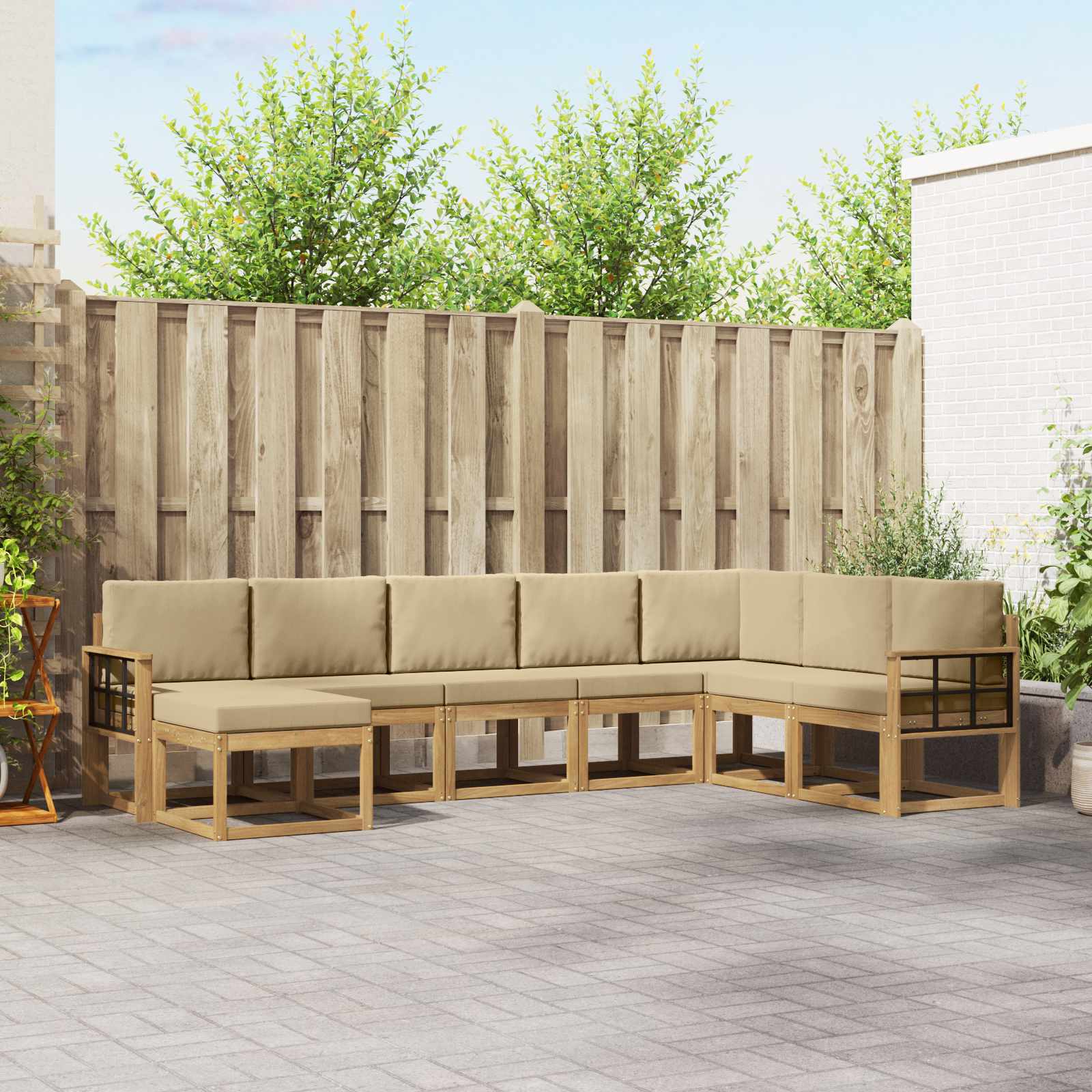 Set vanjskih sofa s jastukom 8 pcs Bijela i bež