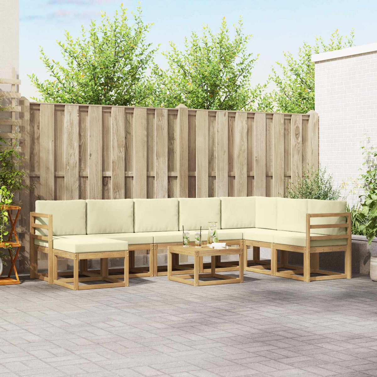 Set vanjskih sofa 9 kom. Bijela i krem