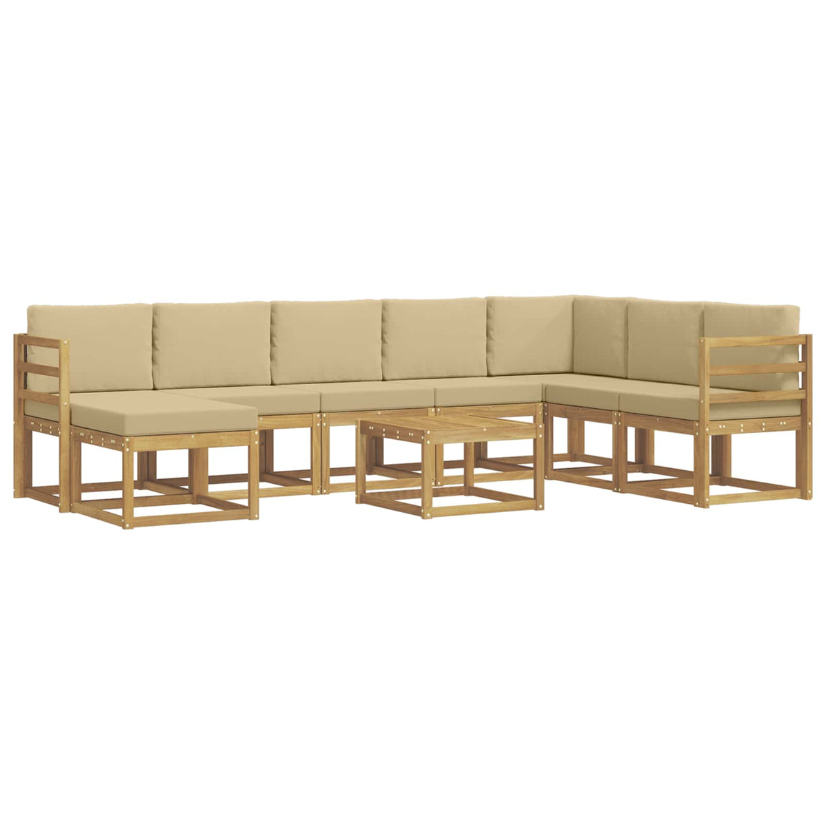 Set vanjskih sofa 9 kom. Bijela i bež Smeđa 59 x 59 x 37 cm