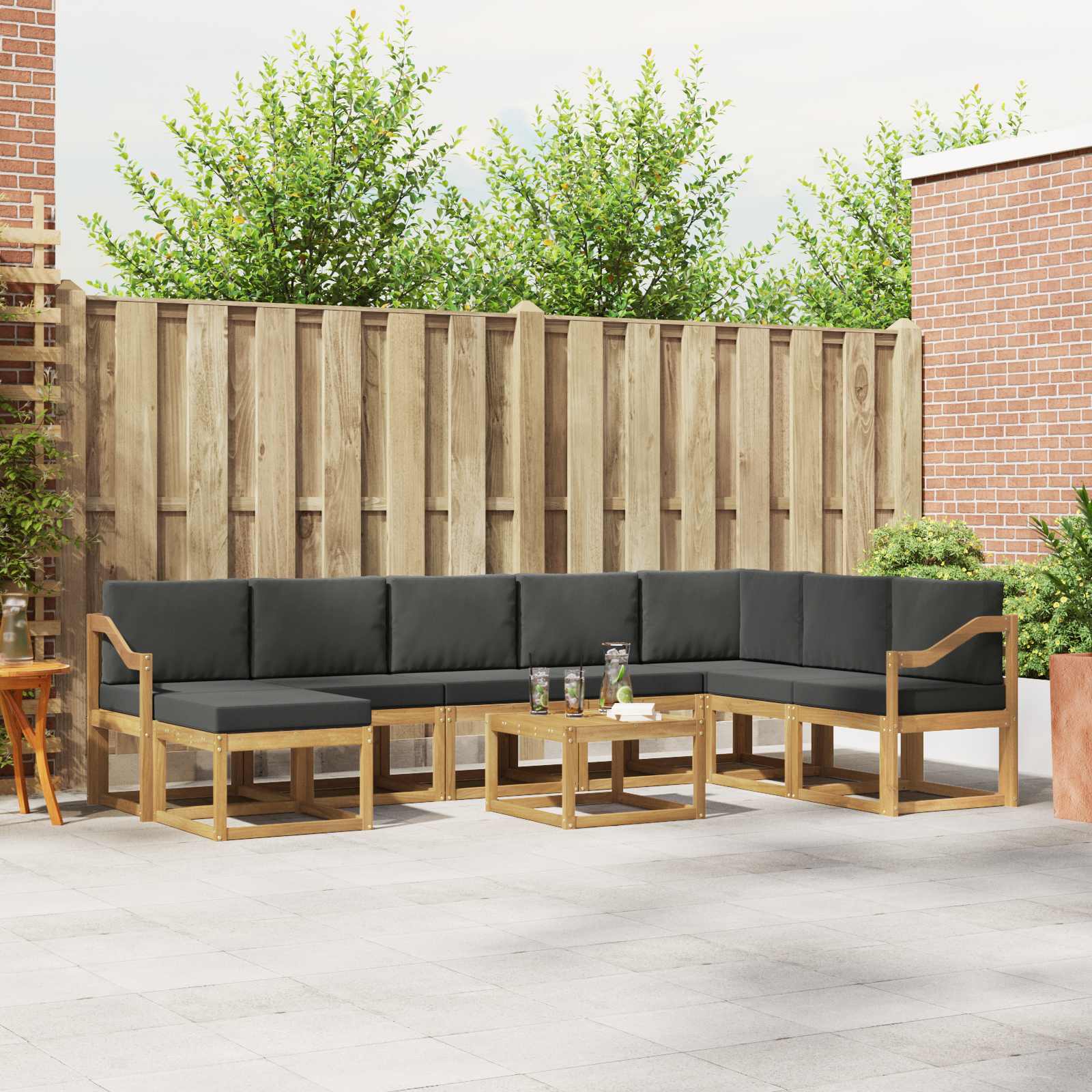 Set vanjskih sofa s jastukom 9 pcs Bijela i antracit