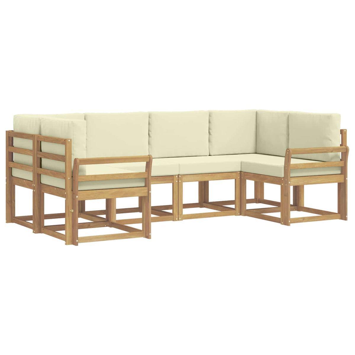 Set vanjskih sofa 6 kom. Bijela i krem Smeđa 245 x 130,5 x 73 cm