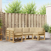 Set vanjskih sofa 6 kom. Bijela i bež Smeđa 245 x 130,5 x 73 cm
