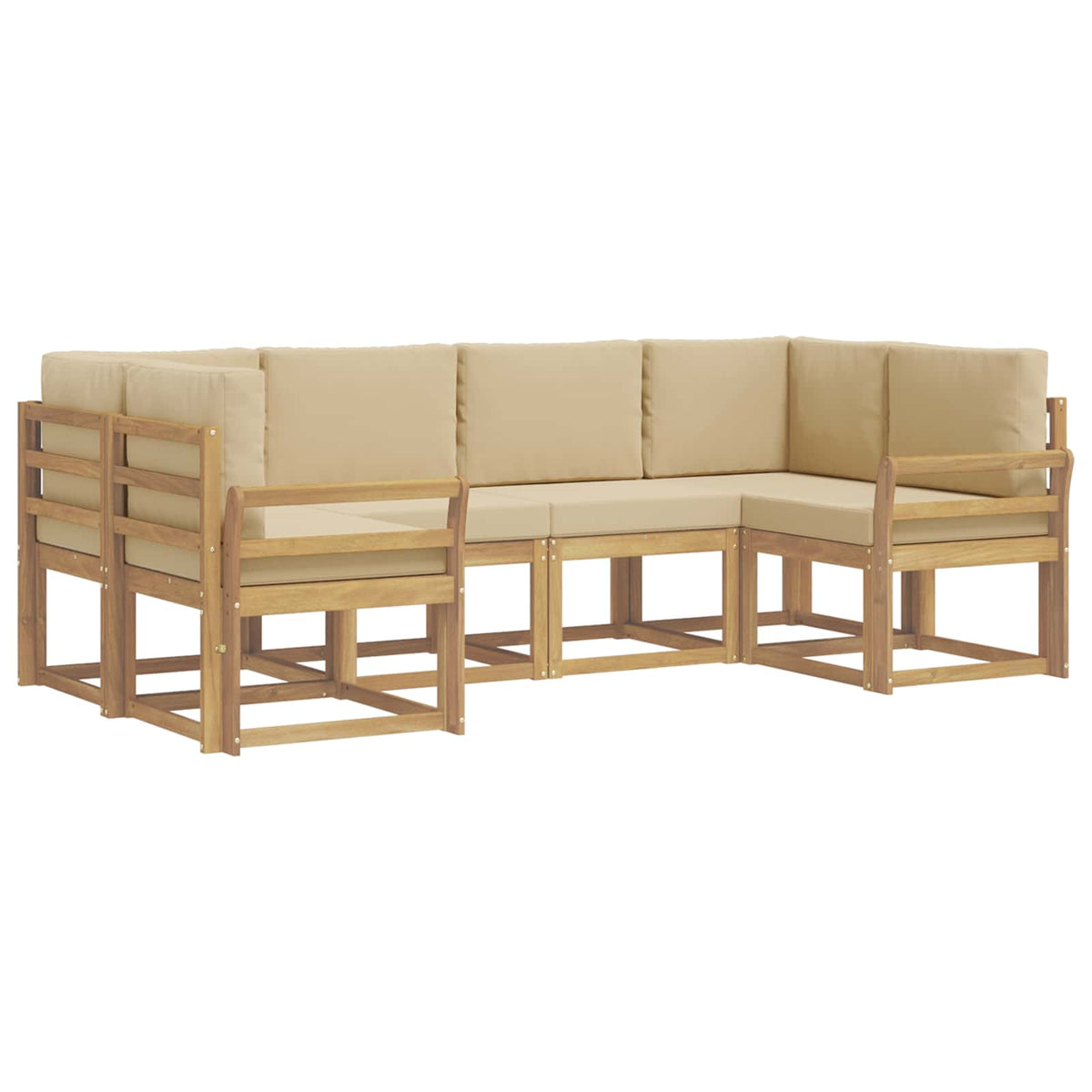 Set vanjskih sofa 6 kom. Bijela i bež Smeđa 245 x 130,5 x 73 cm