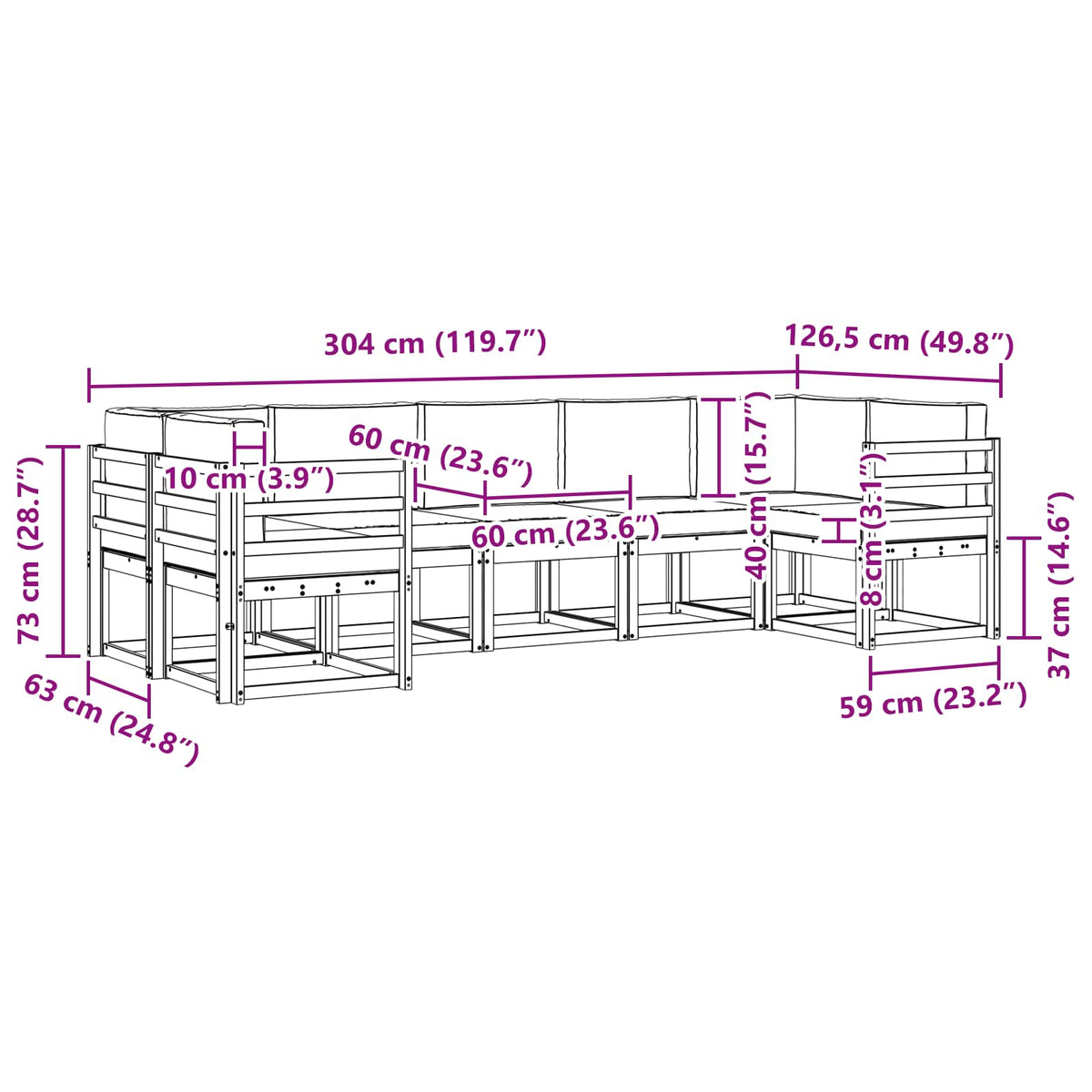 Set vanjskih sofa 7 kom. Bijela i antracit